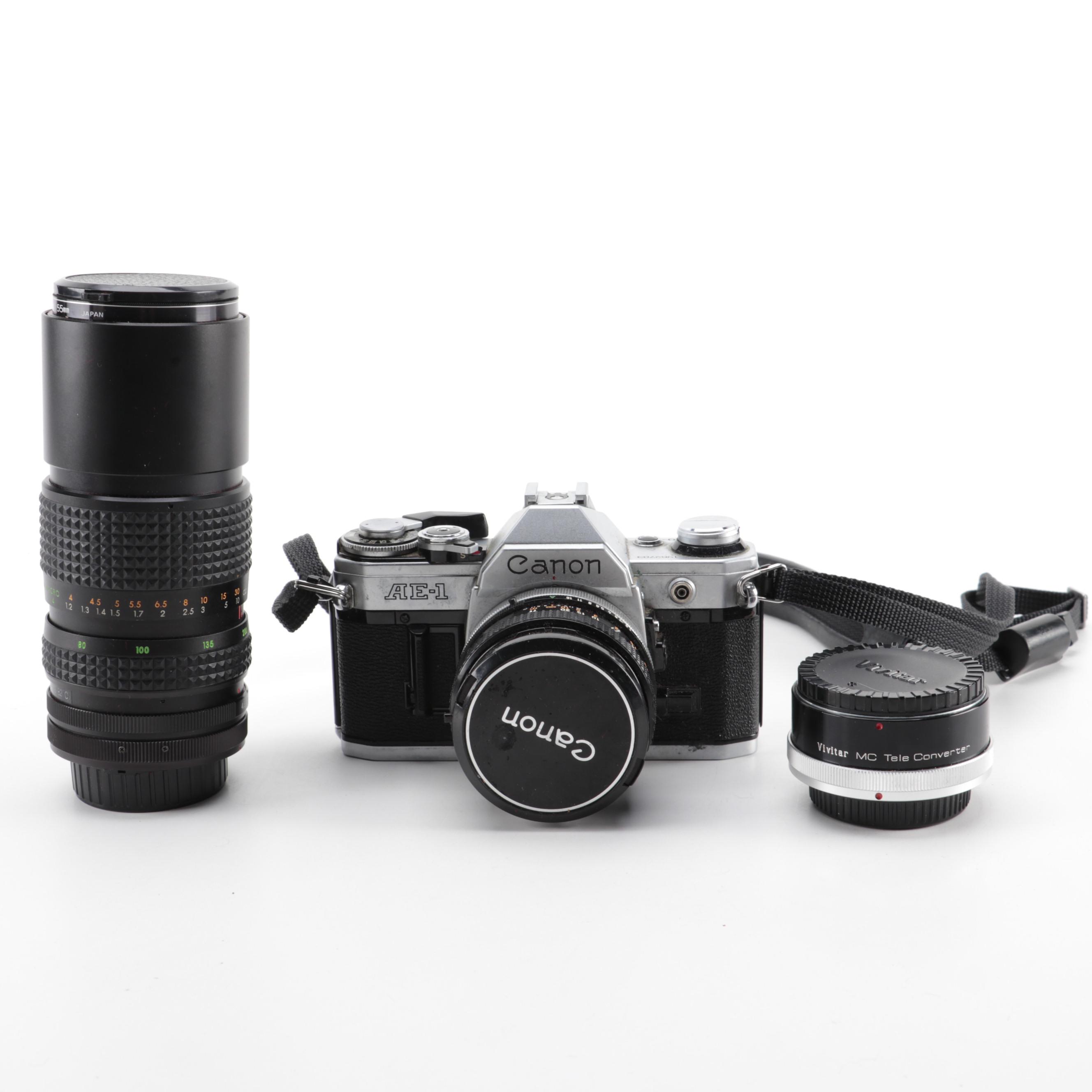 Canon AE-1 Camera and Lenses