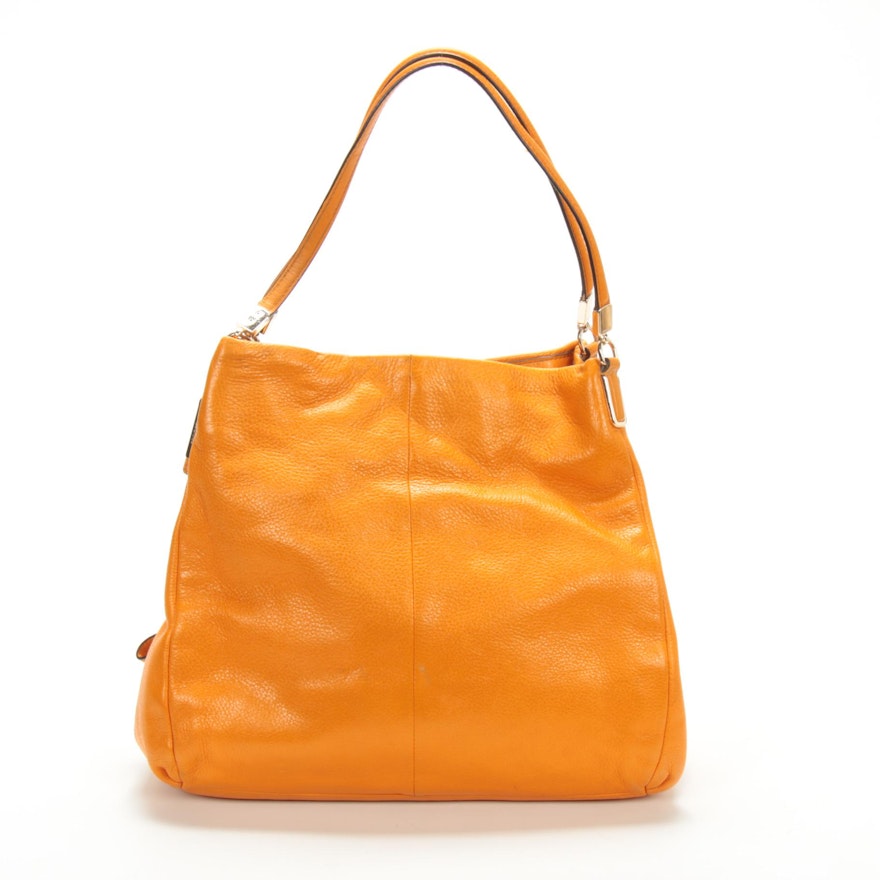 Coach Madison Phoebe Shoulder Bag in Grained Bright Mandarin Leather