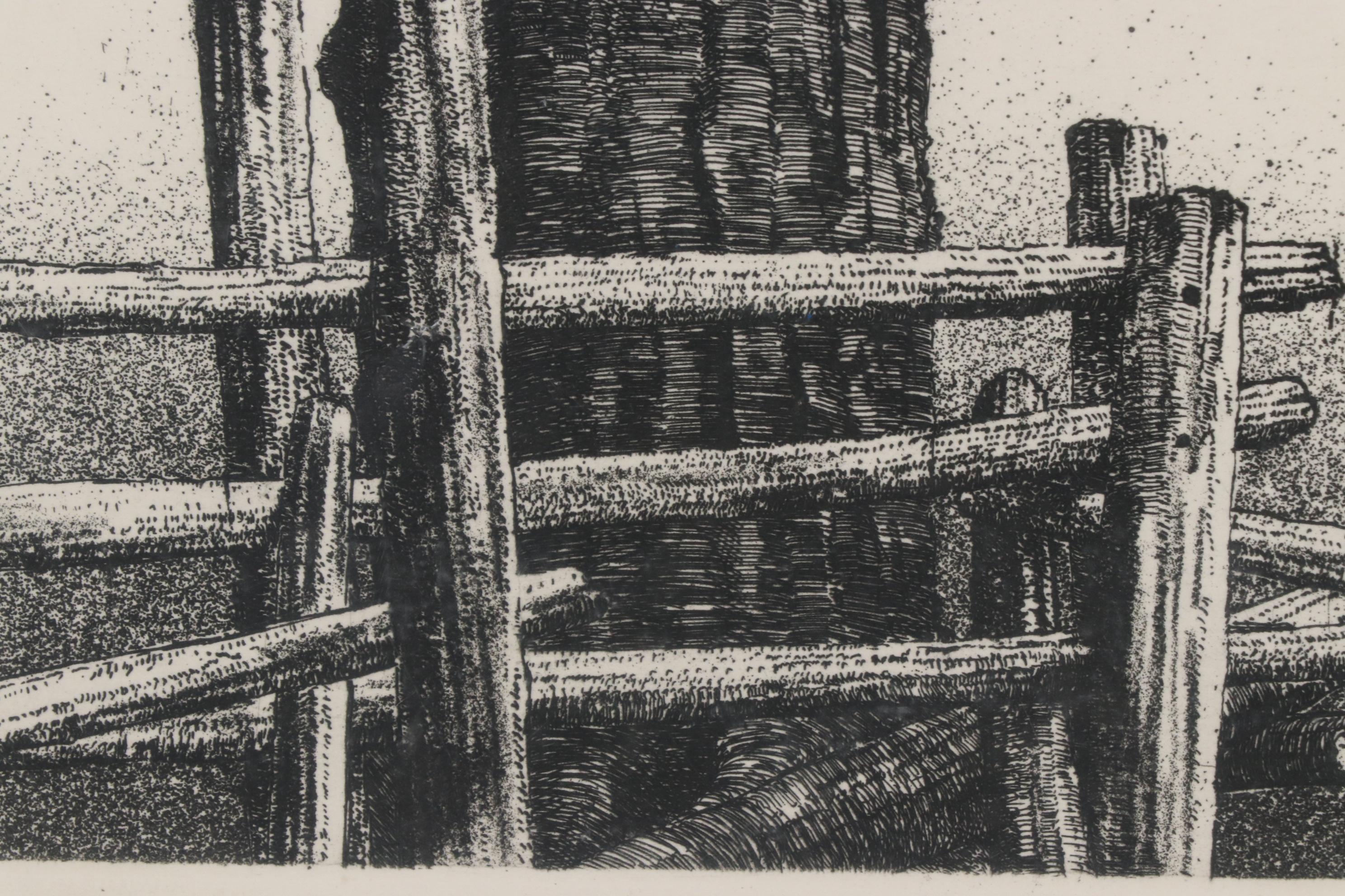 Lawrence Barone Etching "Boundary Line", circa 1975