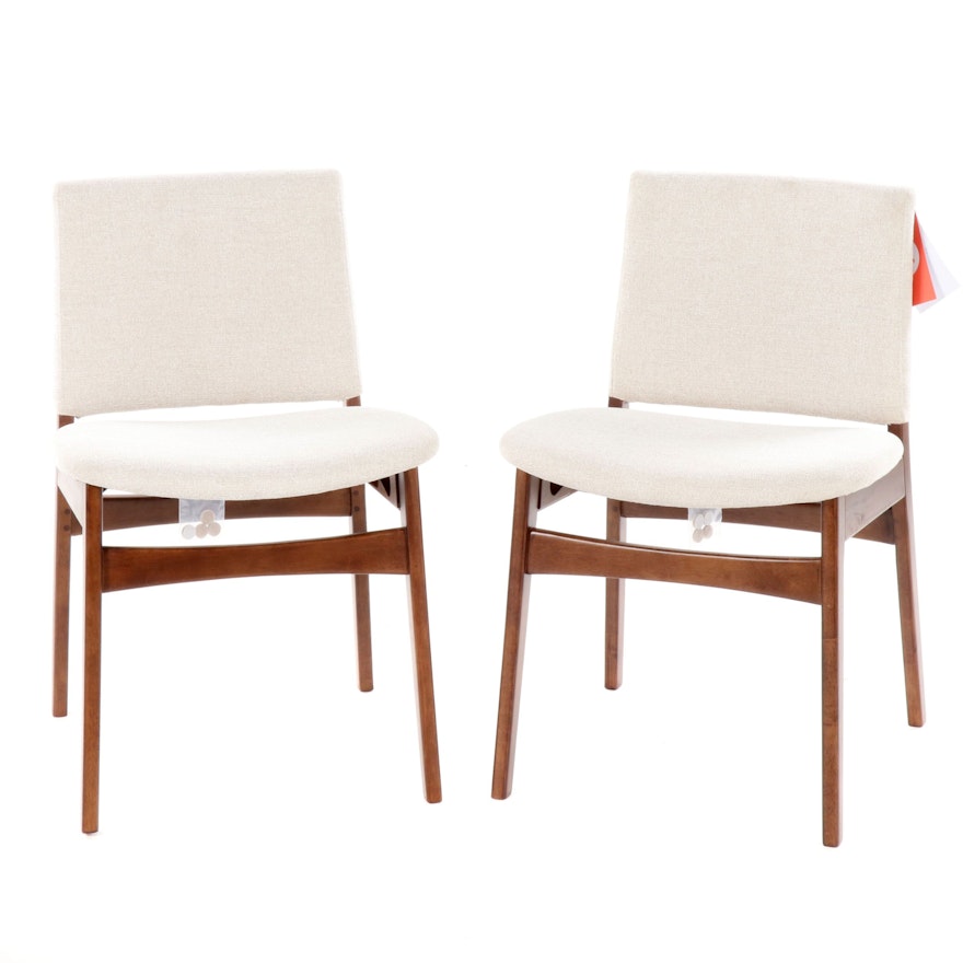 Article's "Nosh" Mid Century Modern Walnut Upholstered Dining Chairs
