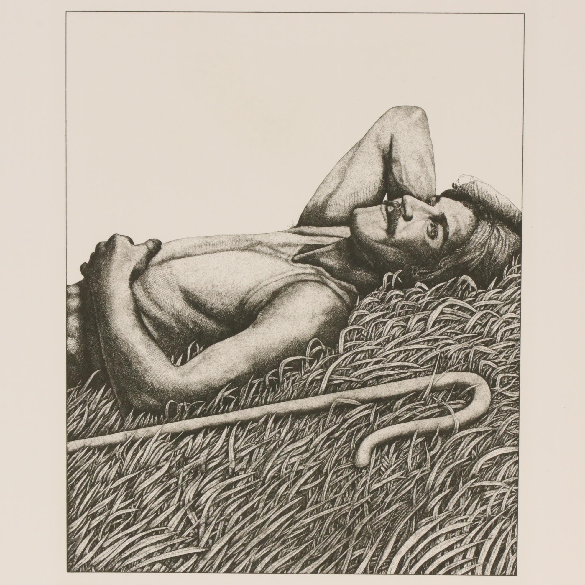 Marvin Hayes Biblical Copperplate Etching "23rd Psalm", 1976