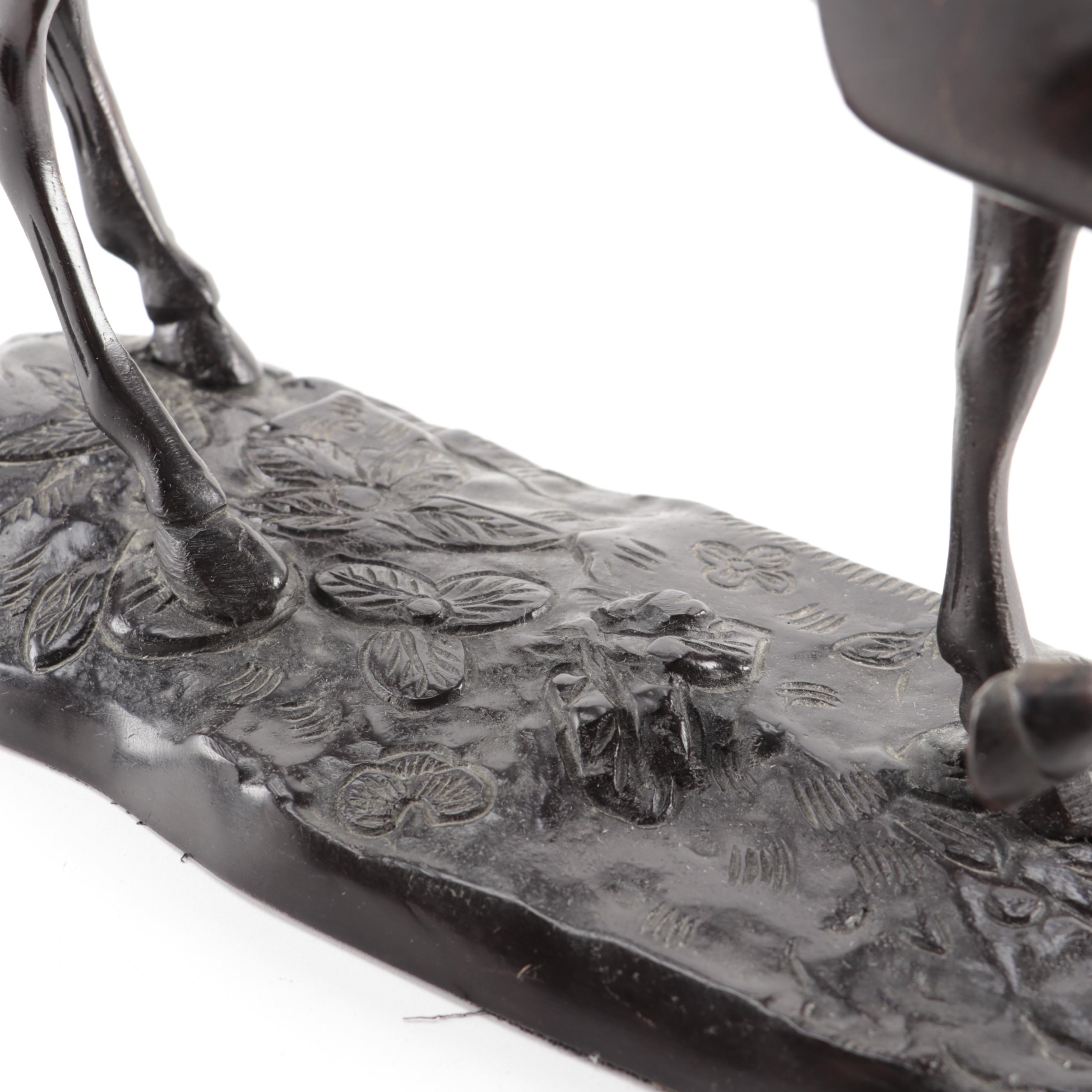 Patinated Cast Brass Horse Sculpture