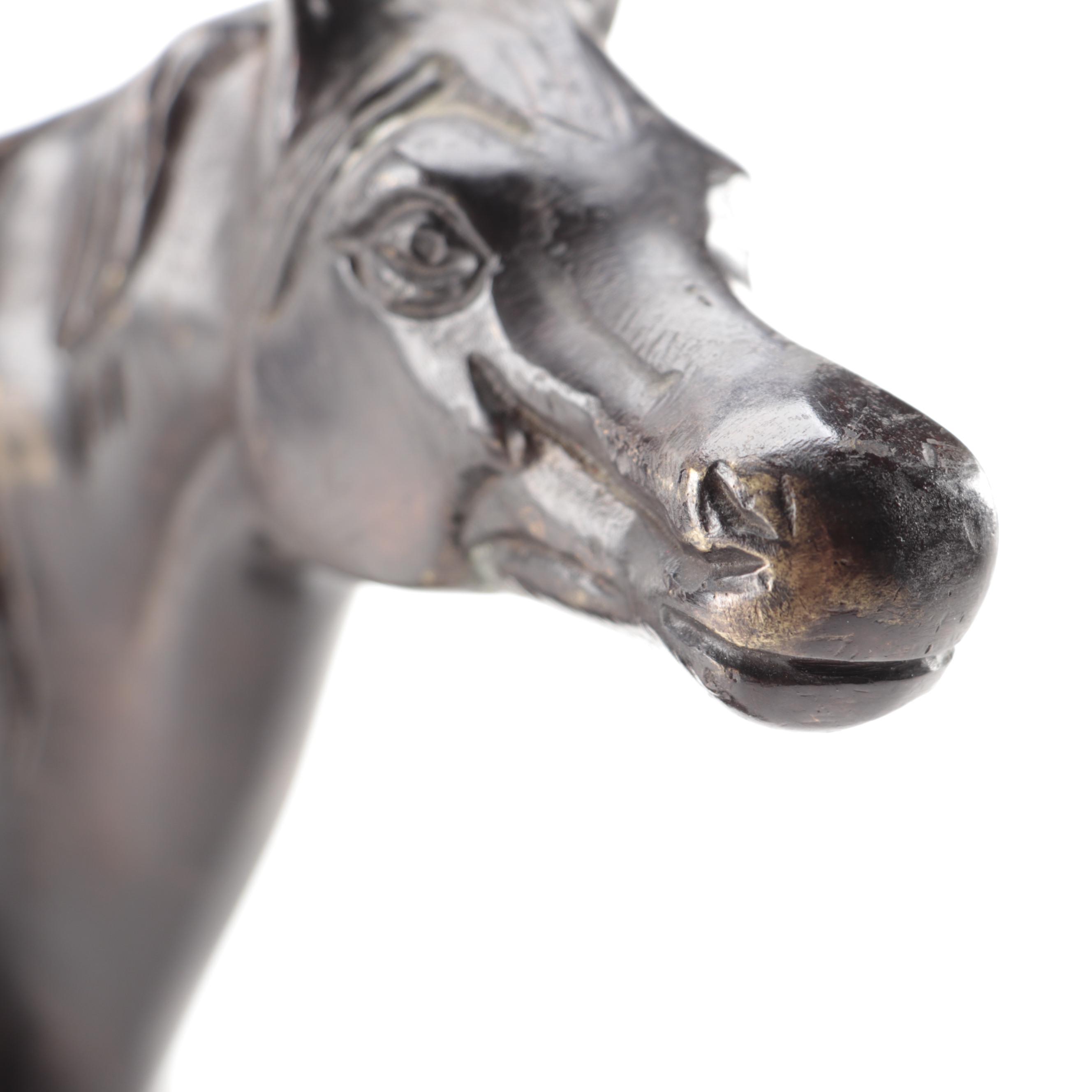 Patinated Cast Brass Horse Sculpture
