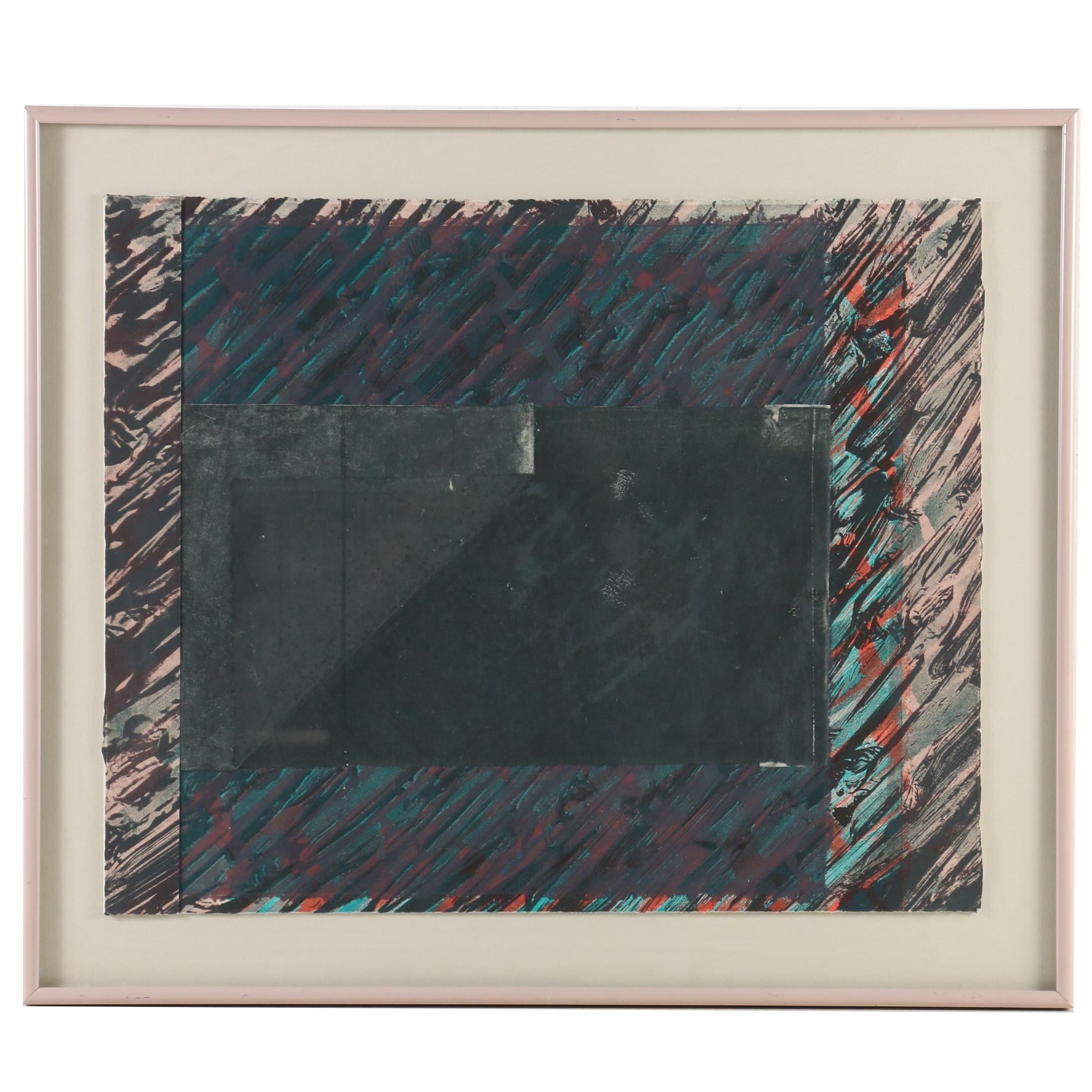 Paul De Long Lithograph Collage "Nosidam Suite III: Lost in the City," 1979