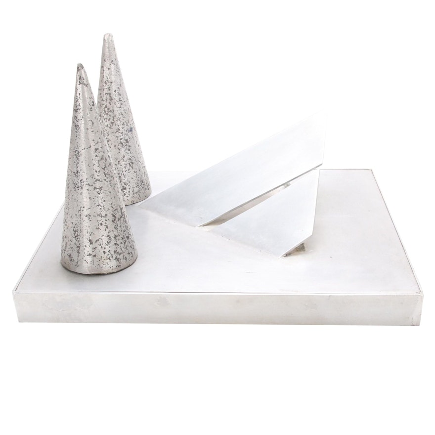 Abstract Aluminum Sculpture "Two Cones"