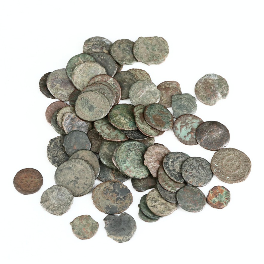 Sixty-Two Ancient Roman Imperial Bronze Coins, ca. 200-400 A.D.