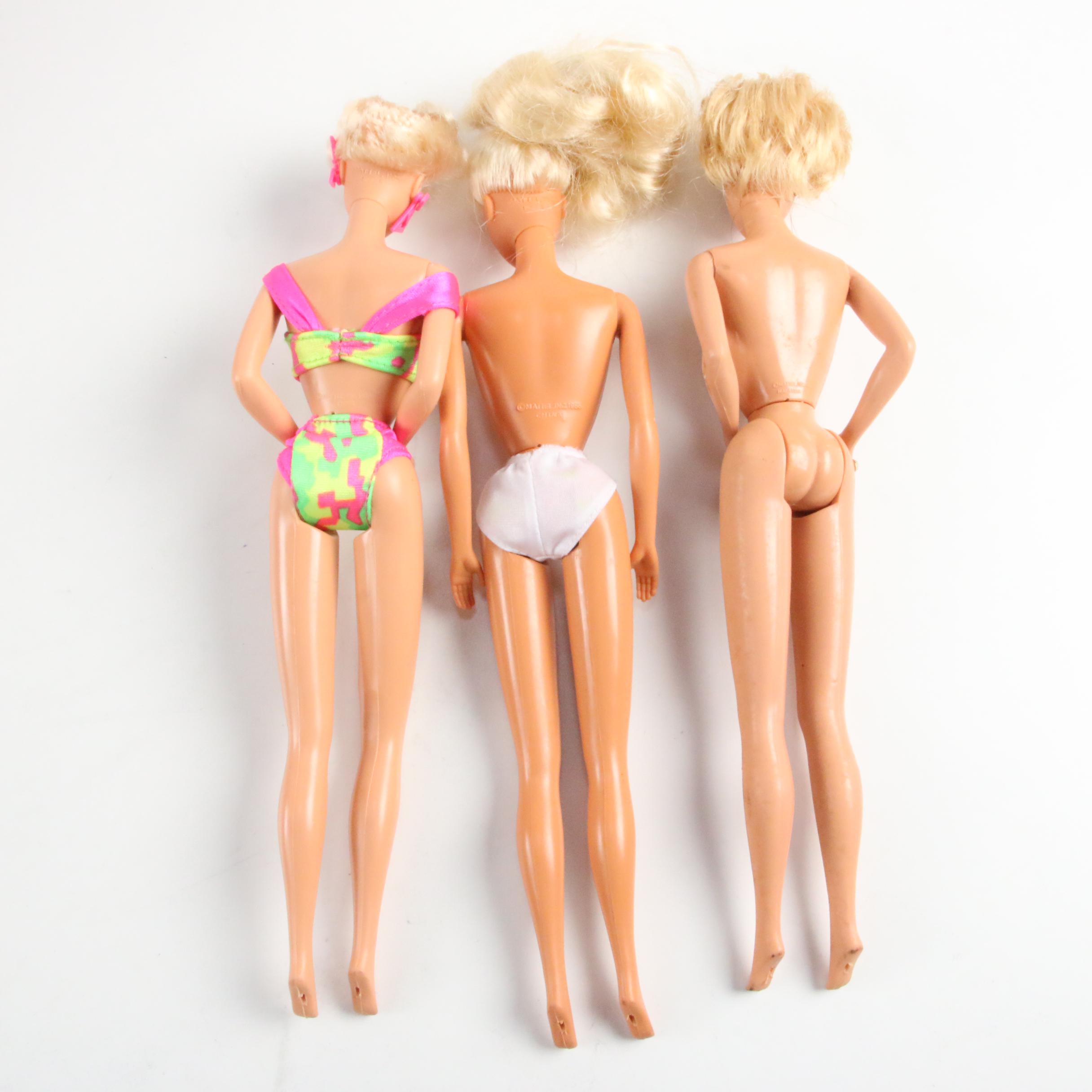 Barbies with 1989 Pink Vinyl Carry Case Wardrobe