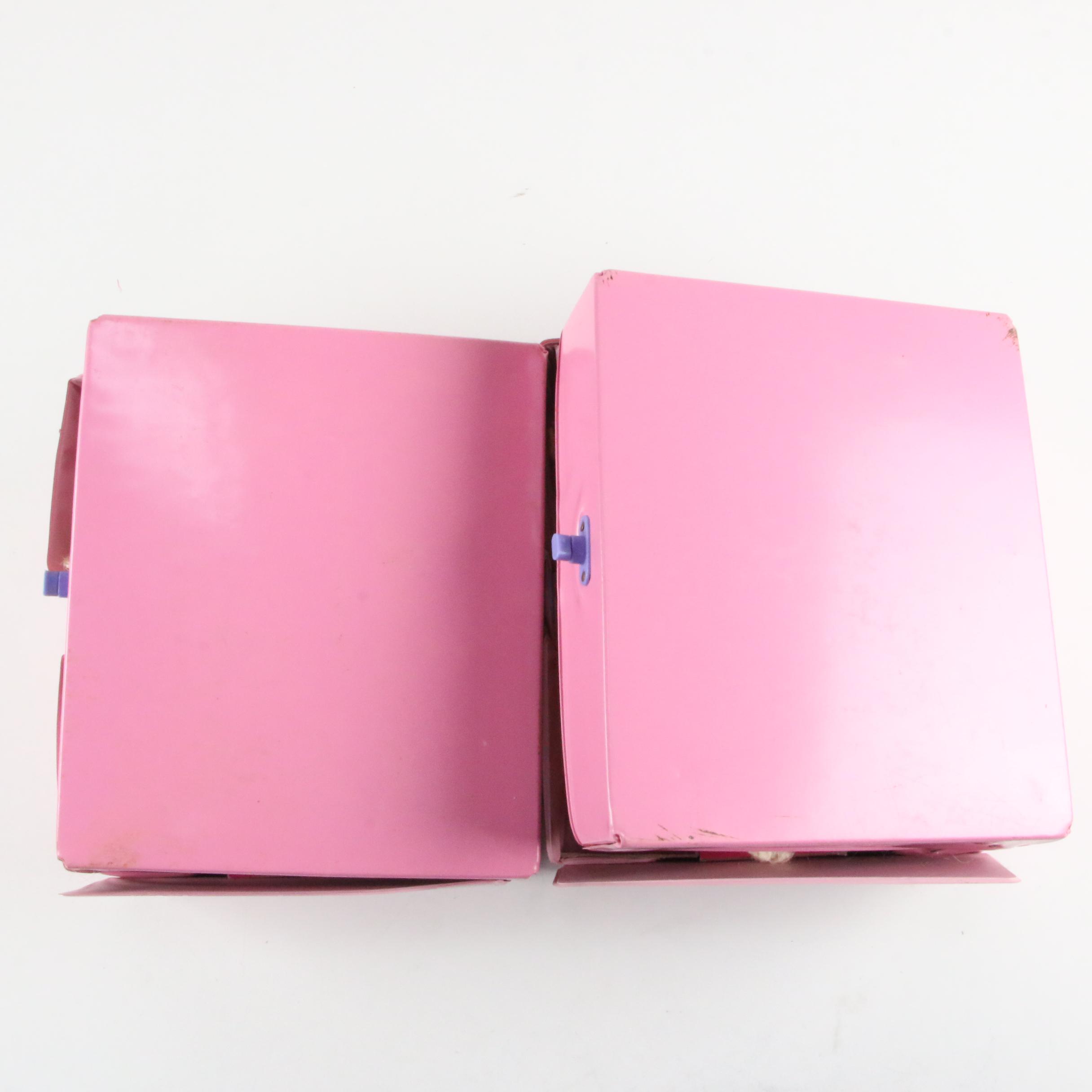 Barbies with 1989 Pink Vinyl Carry Case Wardrobe