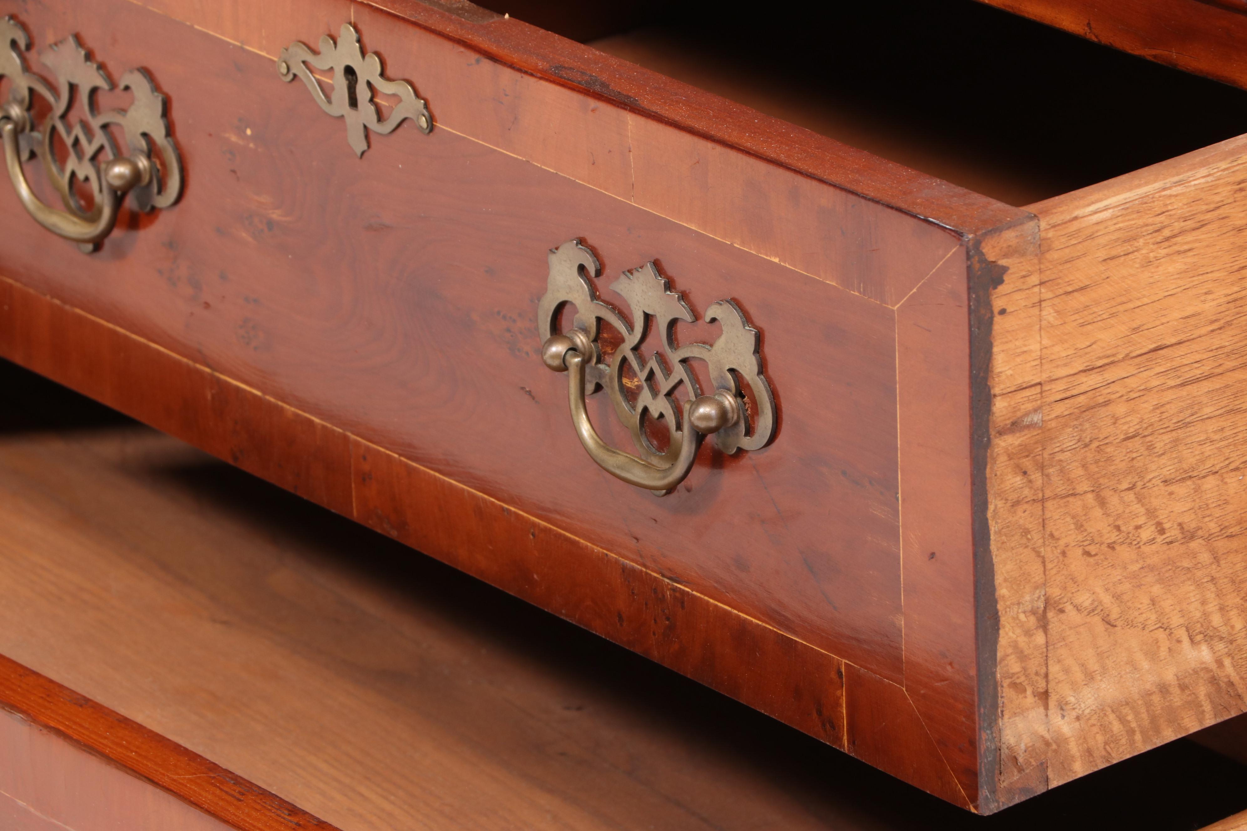 George III Style Yew Wood Linen Press, 20th Century