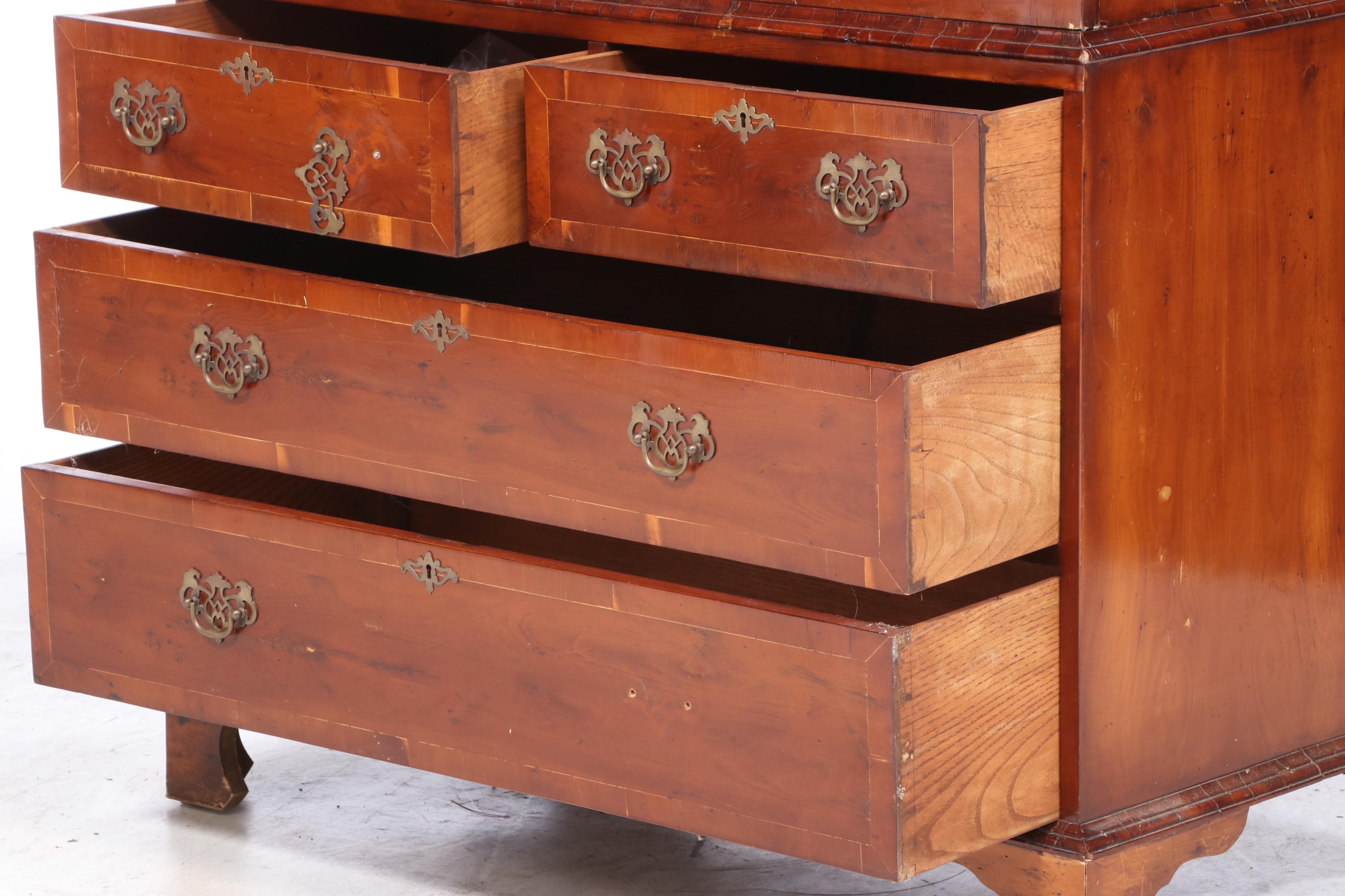 George III Style Yew Wood Linen Press, 20th Century