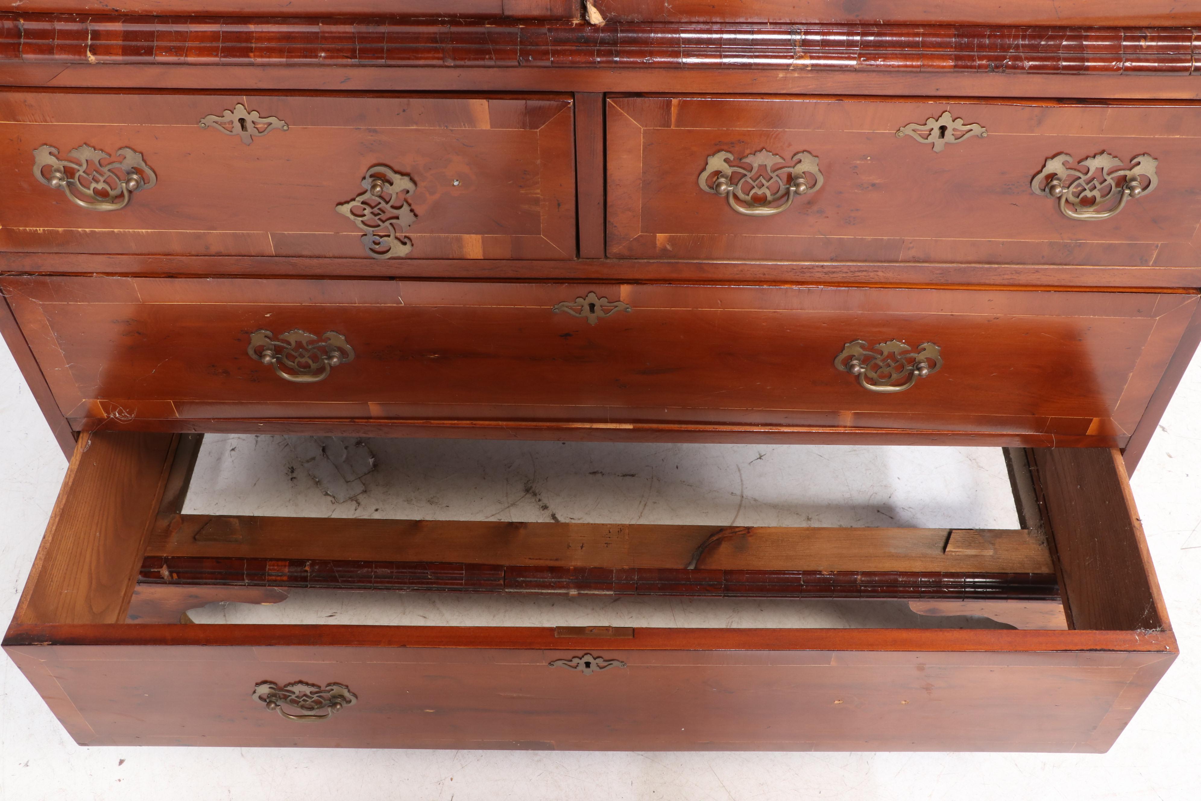 George III Style Yew Wood Linen Press, 20th Century
