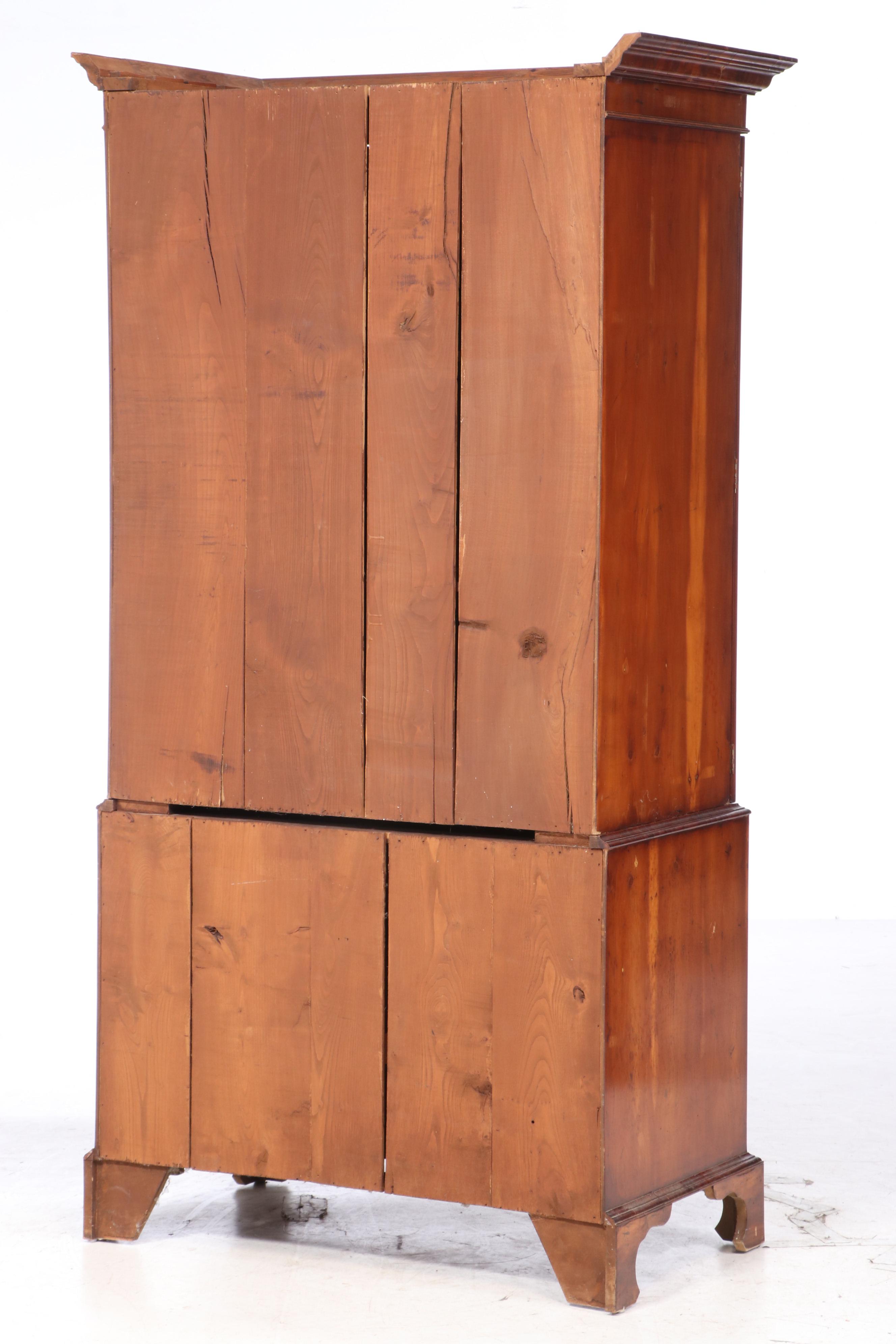 George III Style Yew Wood Linen Press, 20th Century