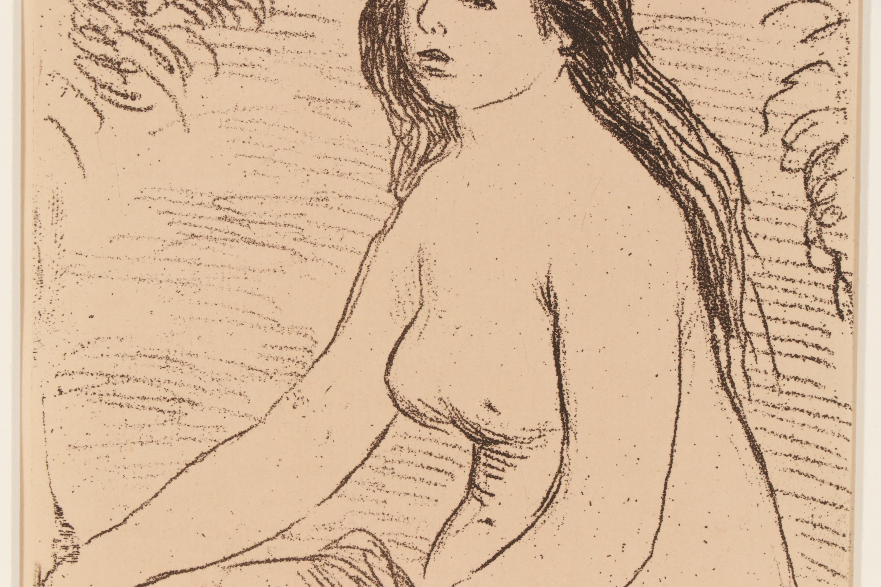 Pierre Renoir Etching "Femme Nue Assise," 1909