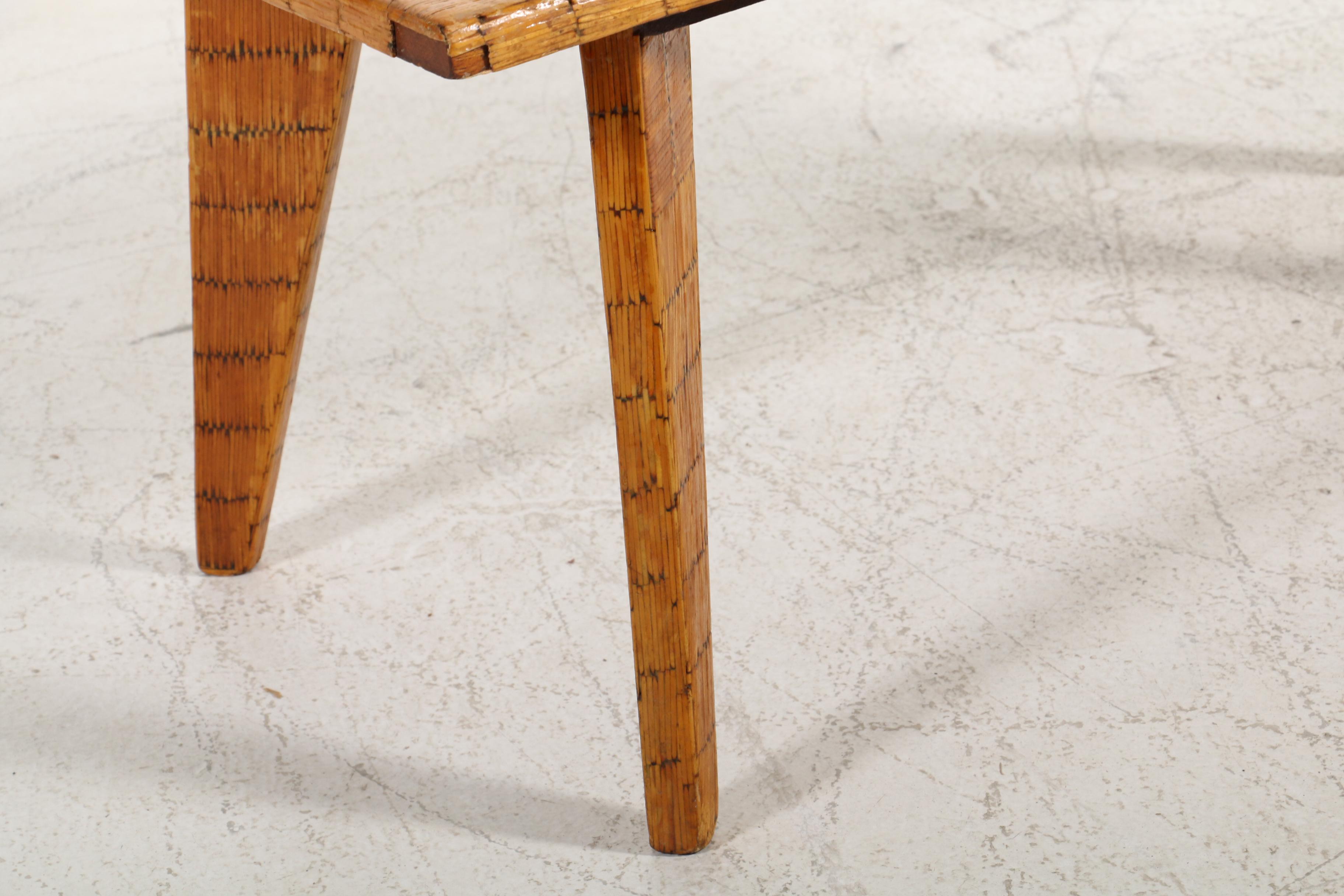 Signed Melvin Corbin Folk Art Matchstick Coffee Table, Mid-20th Century