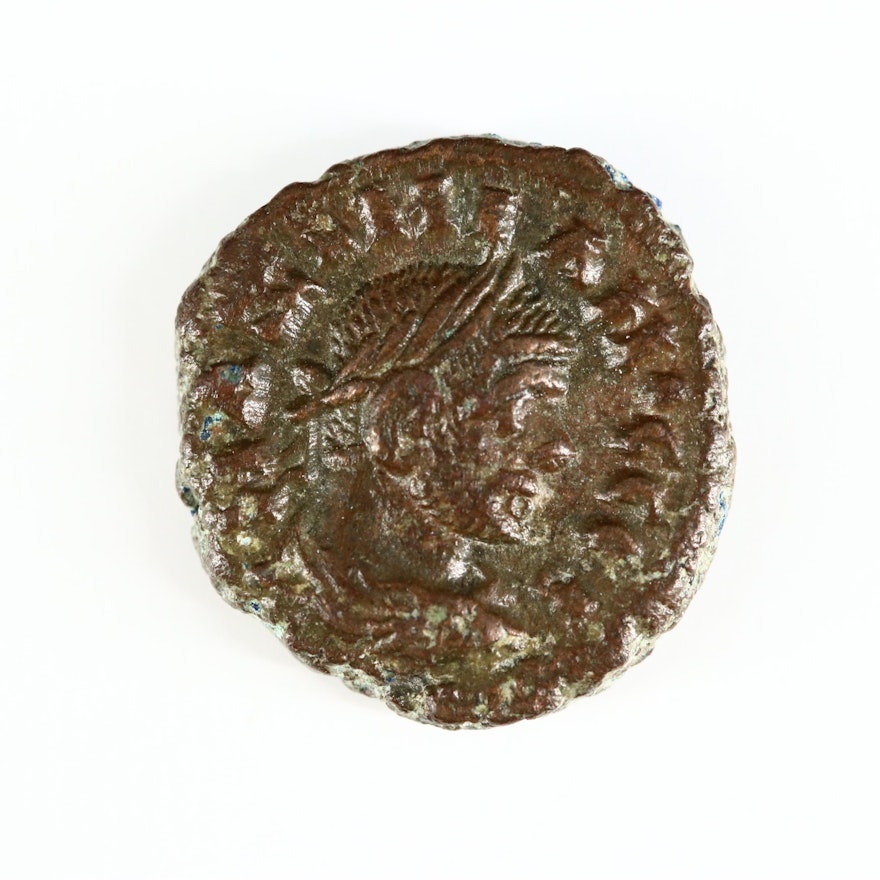 Ancient Roman Egypt Billon Potin Tetradachm Coin of Maximianus, ca. 292 A.D.