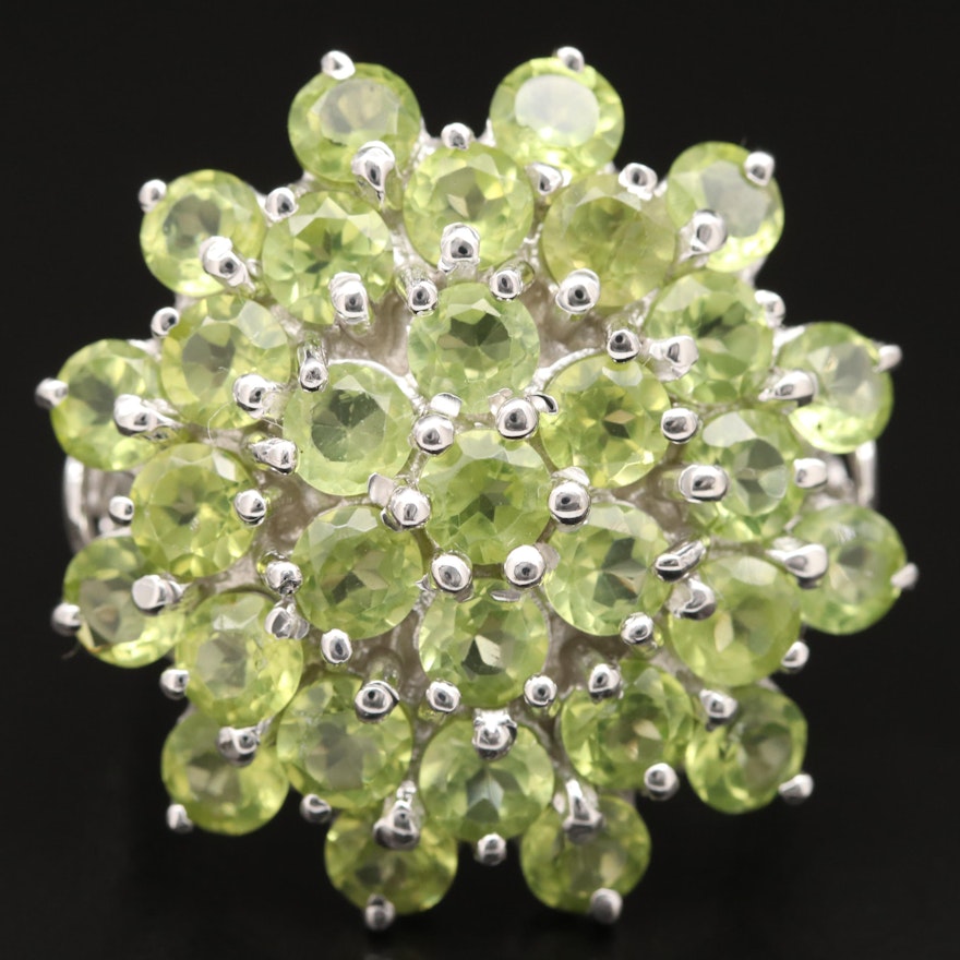 Sterling Silver Peridot Cluster Ring