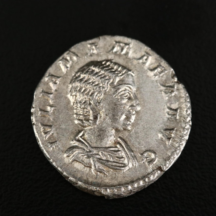 Ancient Roman Imperial AR Denarius of Julia Mamaea, ca. 222 A.D.