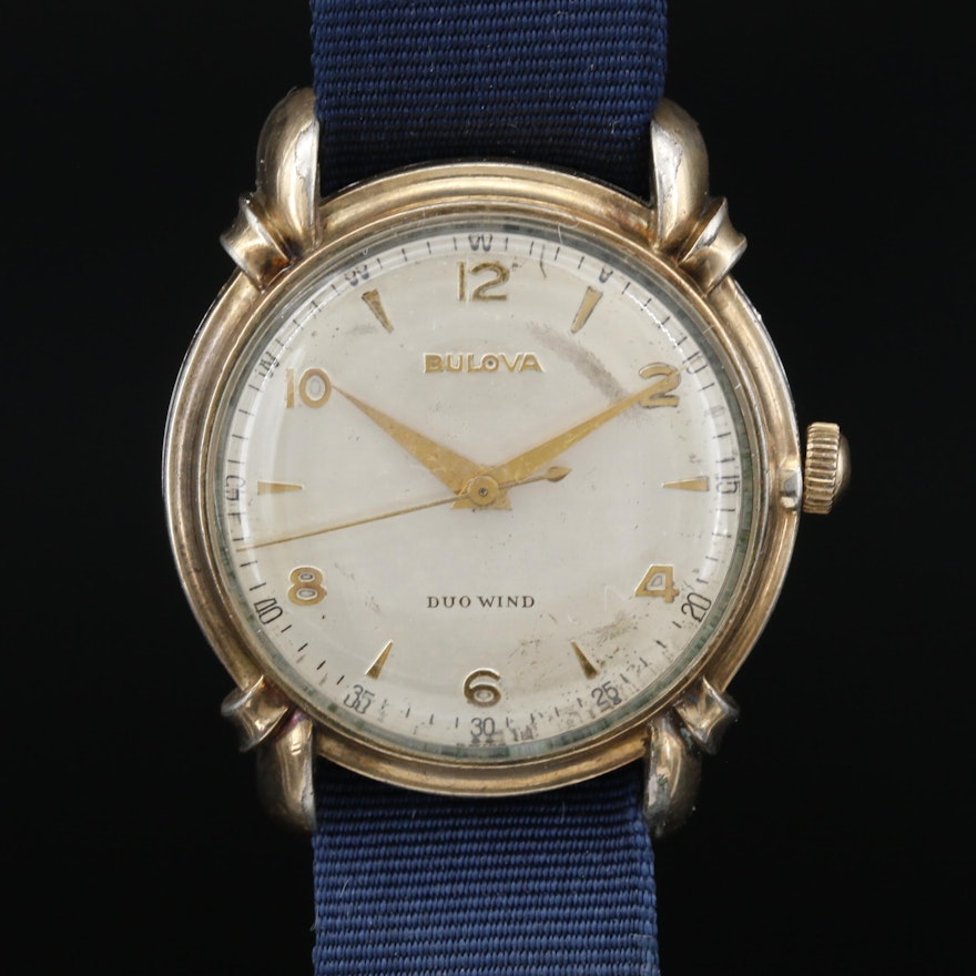 1950 Bulova Duo Wind 10K  Gold Plate Automatic Wristwatch