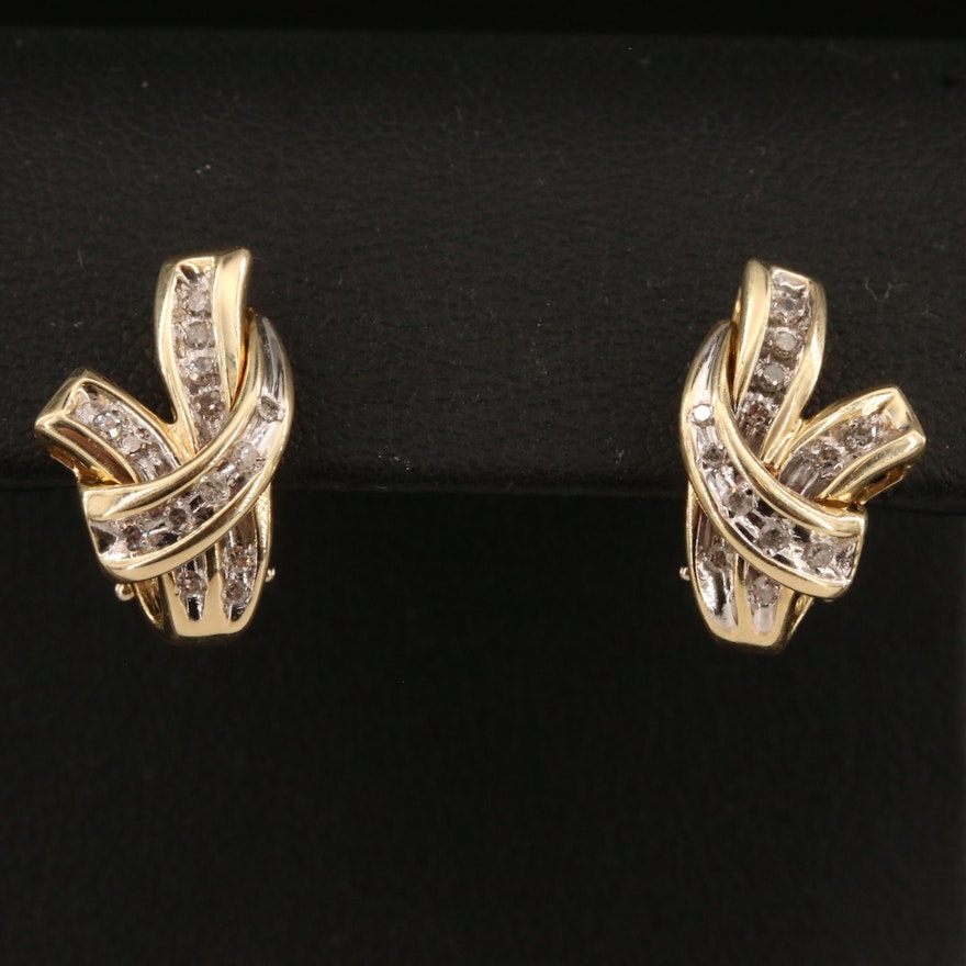 14K Channel Set Diamond Earrings