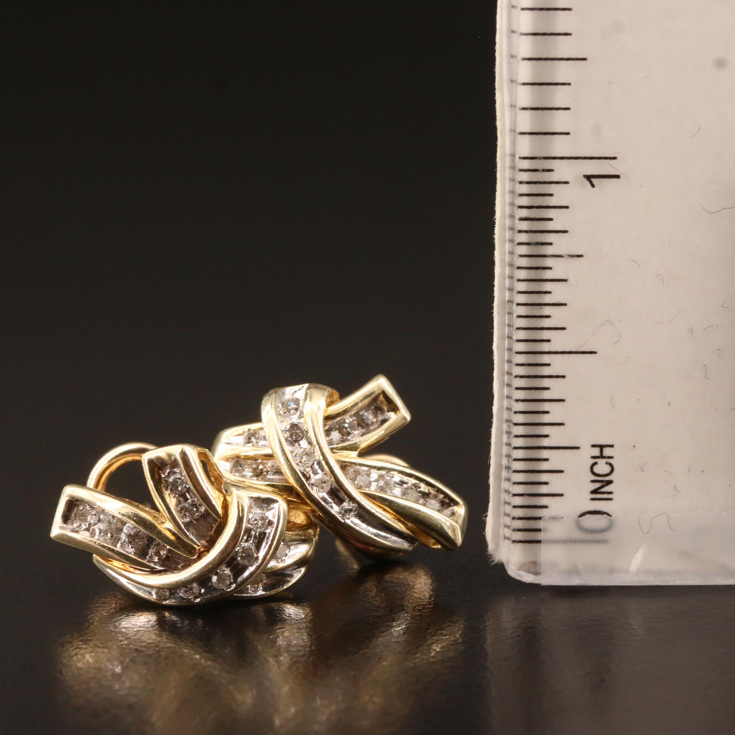 14K Channel Set Diamond Earrings