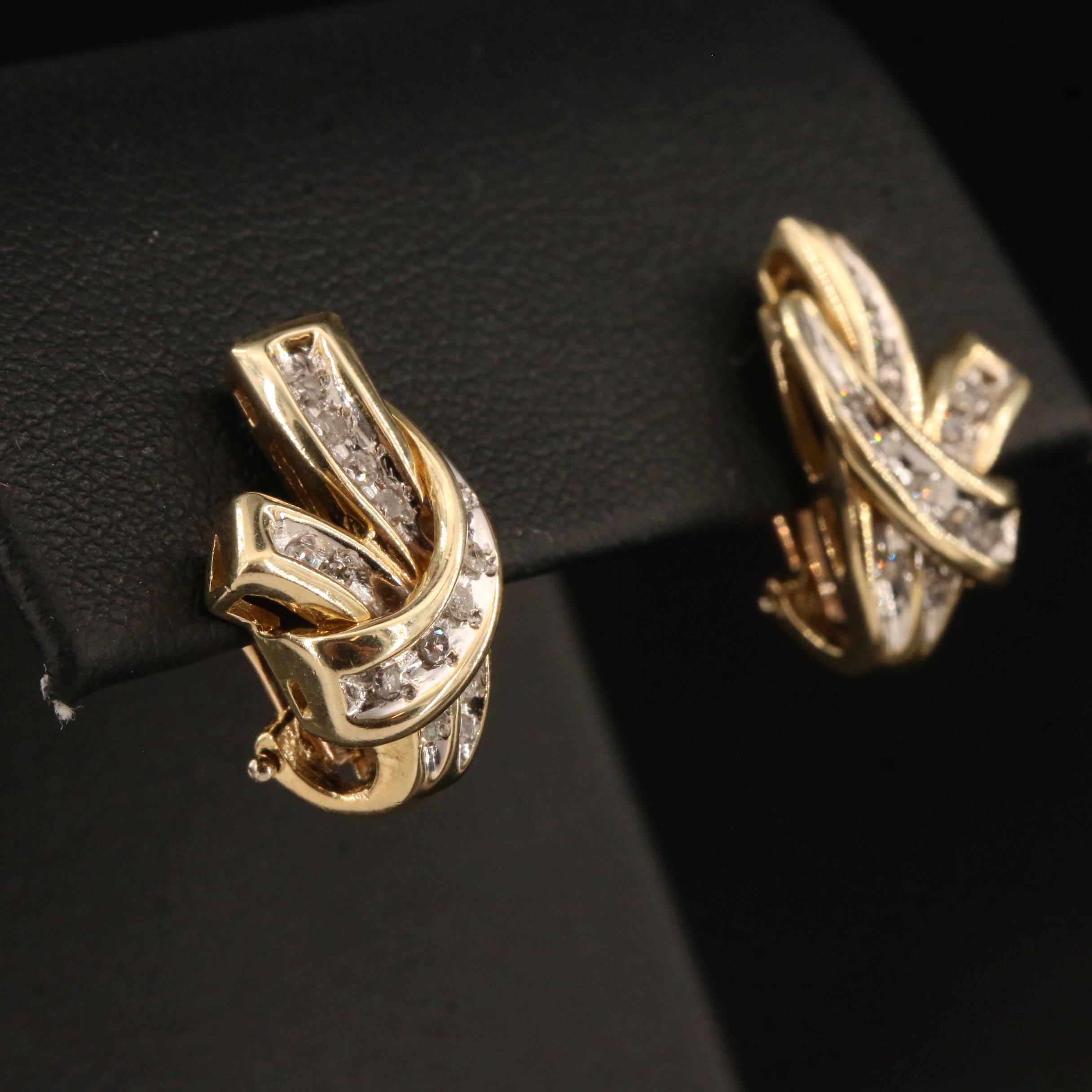14K Channel Set Diamond Earrings