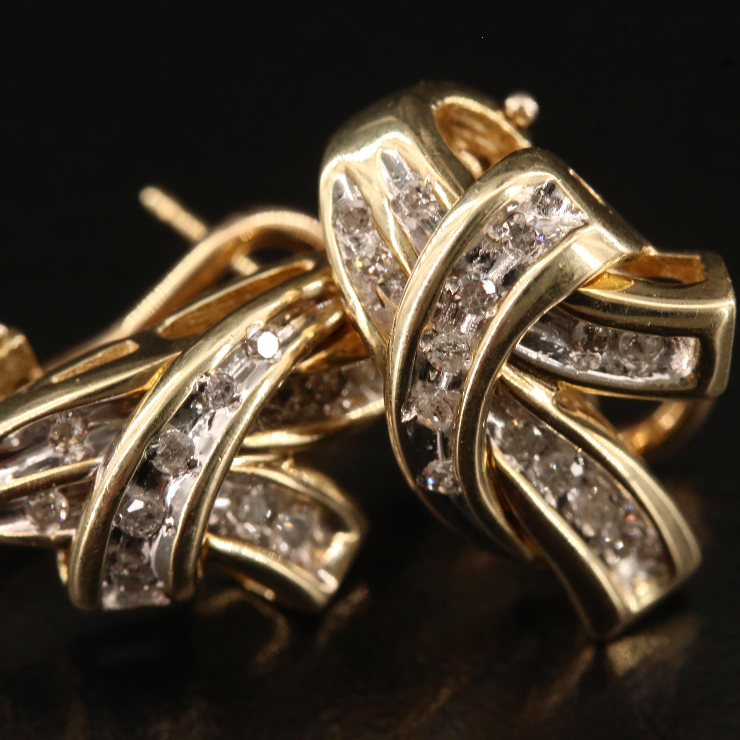 14K Channel Set Diamond Earrings