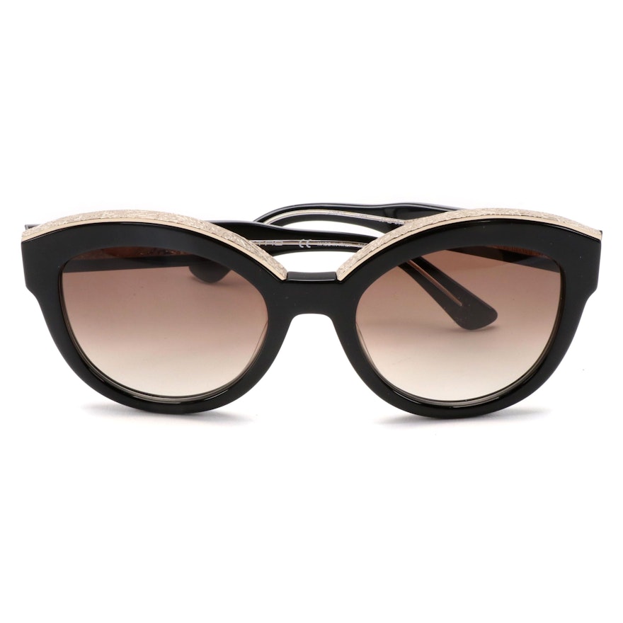 ETRO ET604S Black Sunglasses with Embossed Metal Accents and Case