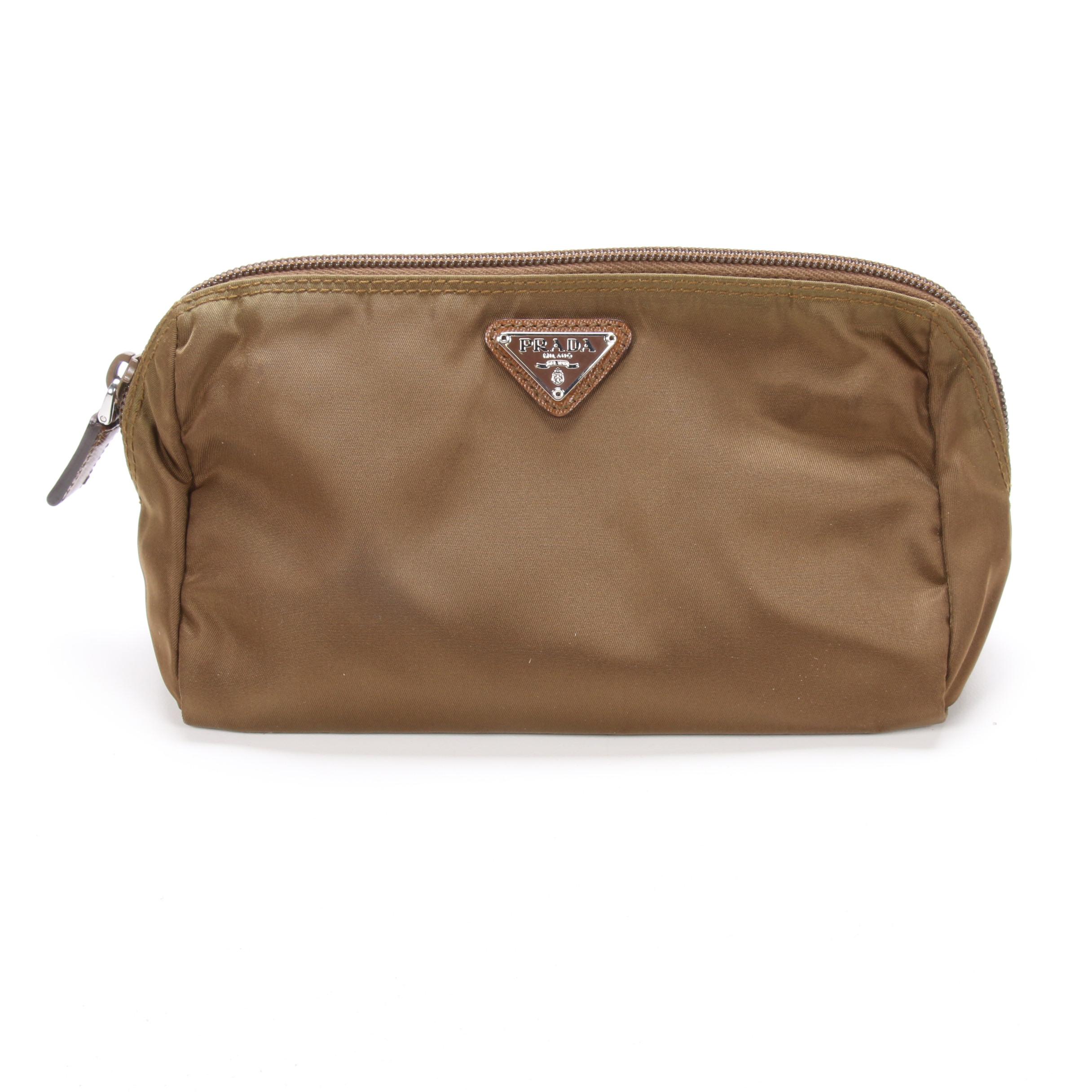 Prada Accessory Bag in Canvas with Saffiano Leather Accents