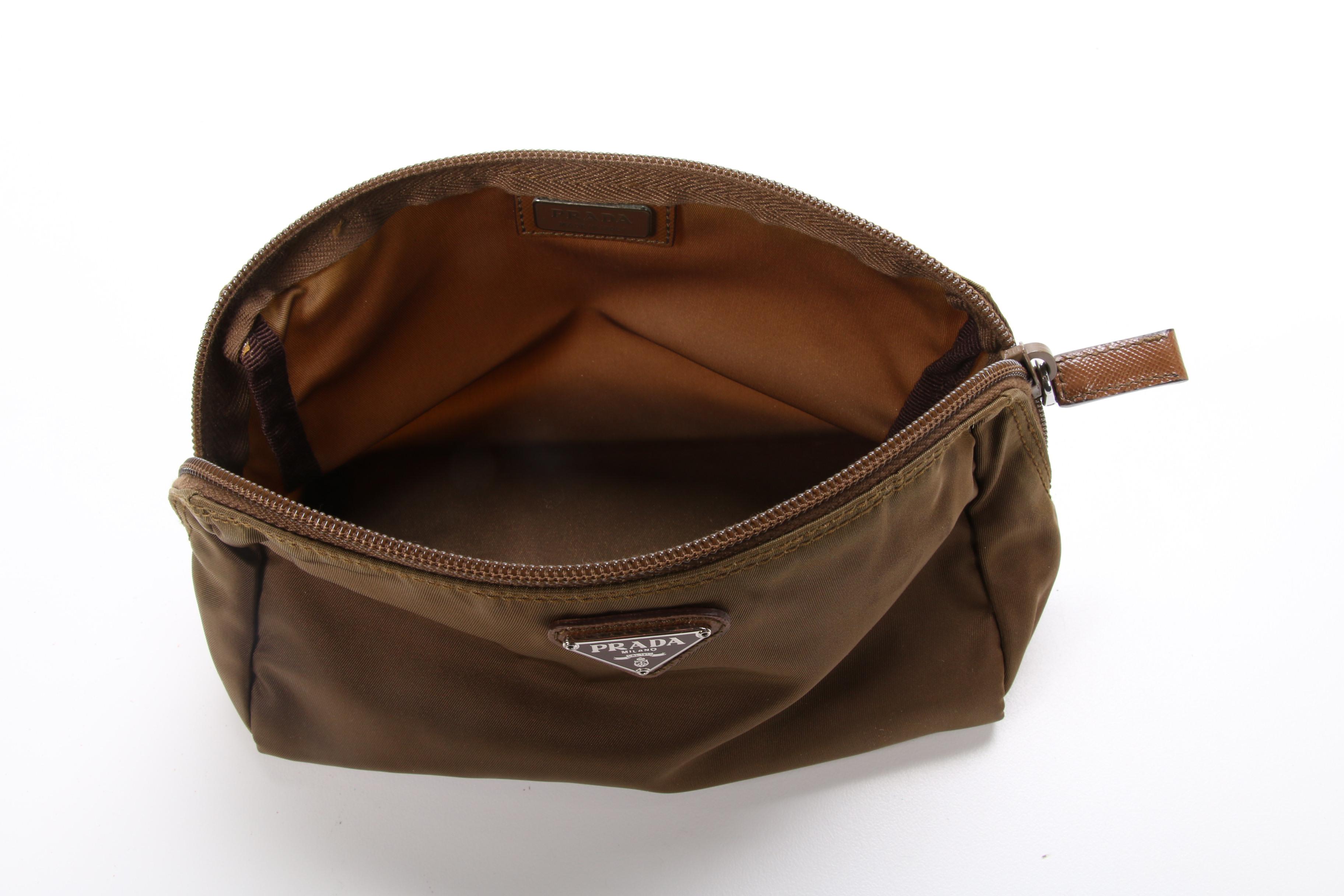 Prada Accessory Bag in Canvas with Saffiano Leather Accents