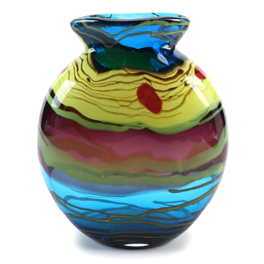 Clear Cased Blown Art Glass Vase