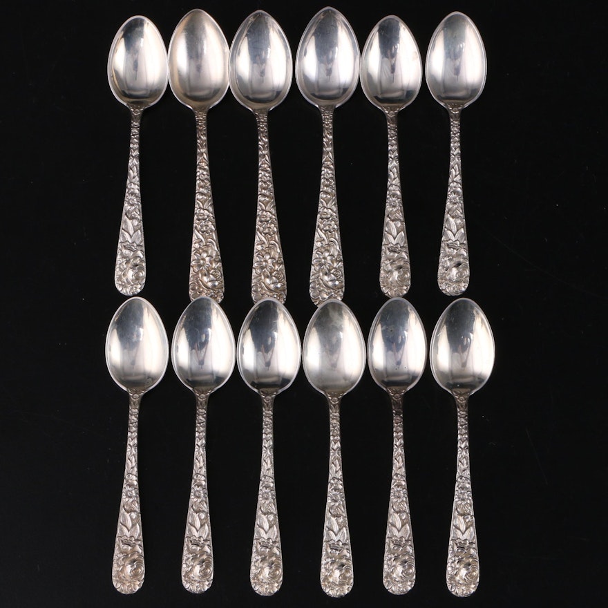 S. Kirk & Son "Repousse" Sterling Silver Demitasse Spoons