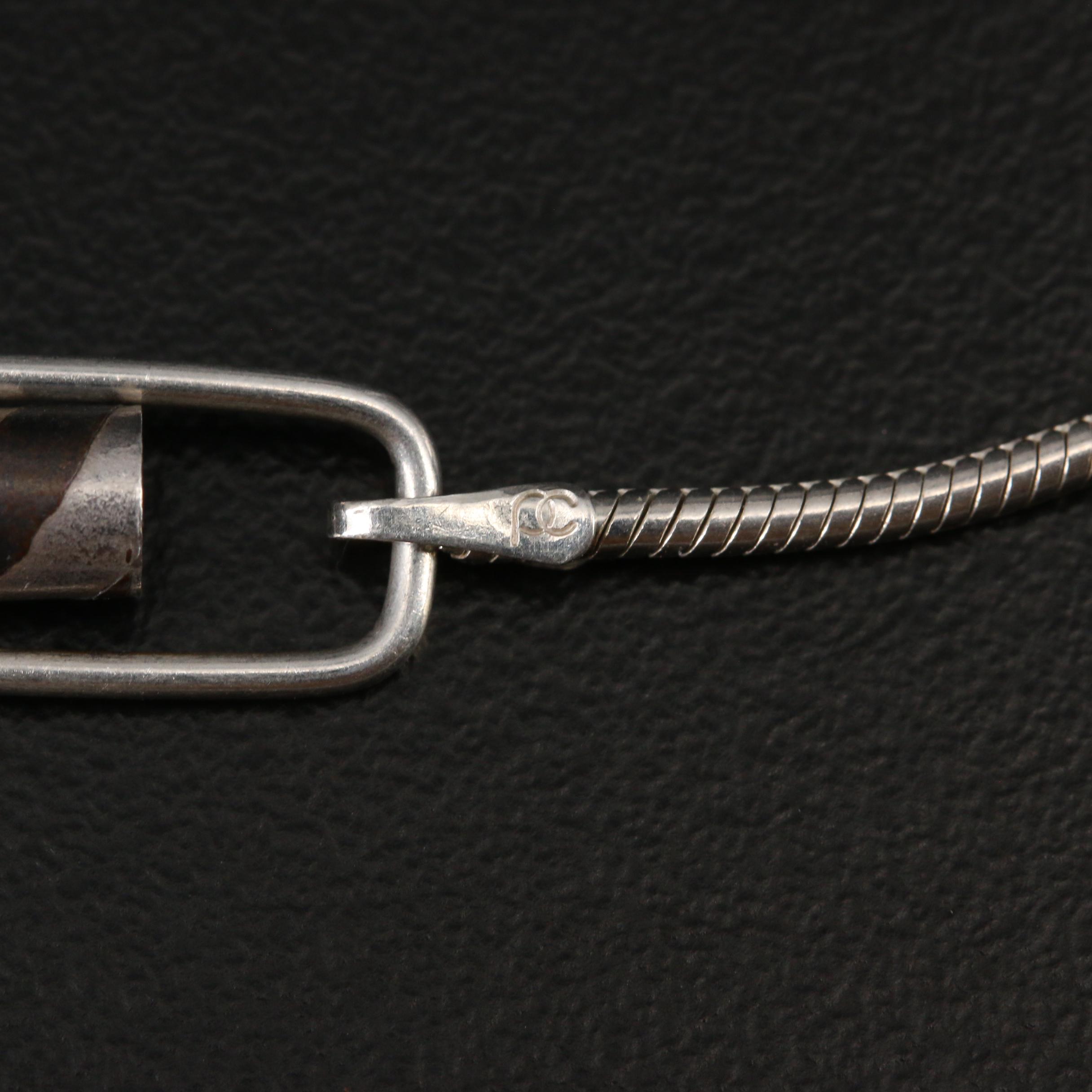 Trish Stevenson Sterling Niello Lariat and Earrings