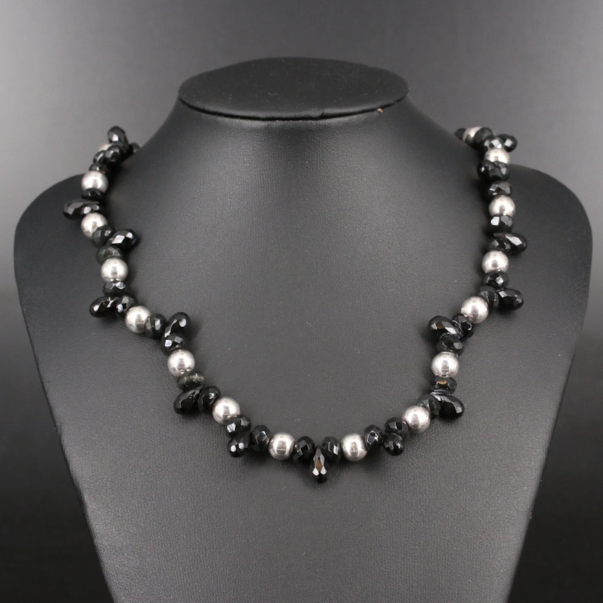 Daniel Espinosa Sterling Silver Black Onyx Bead Necklace