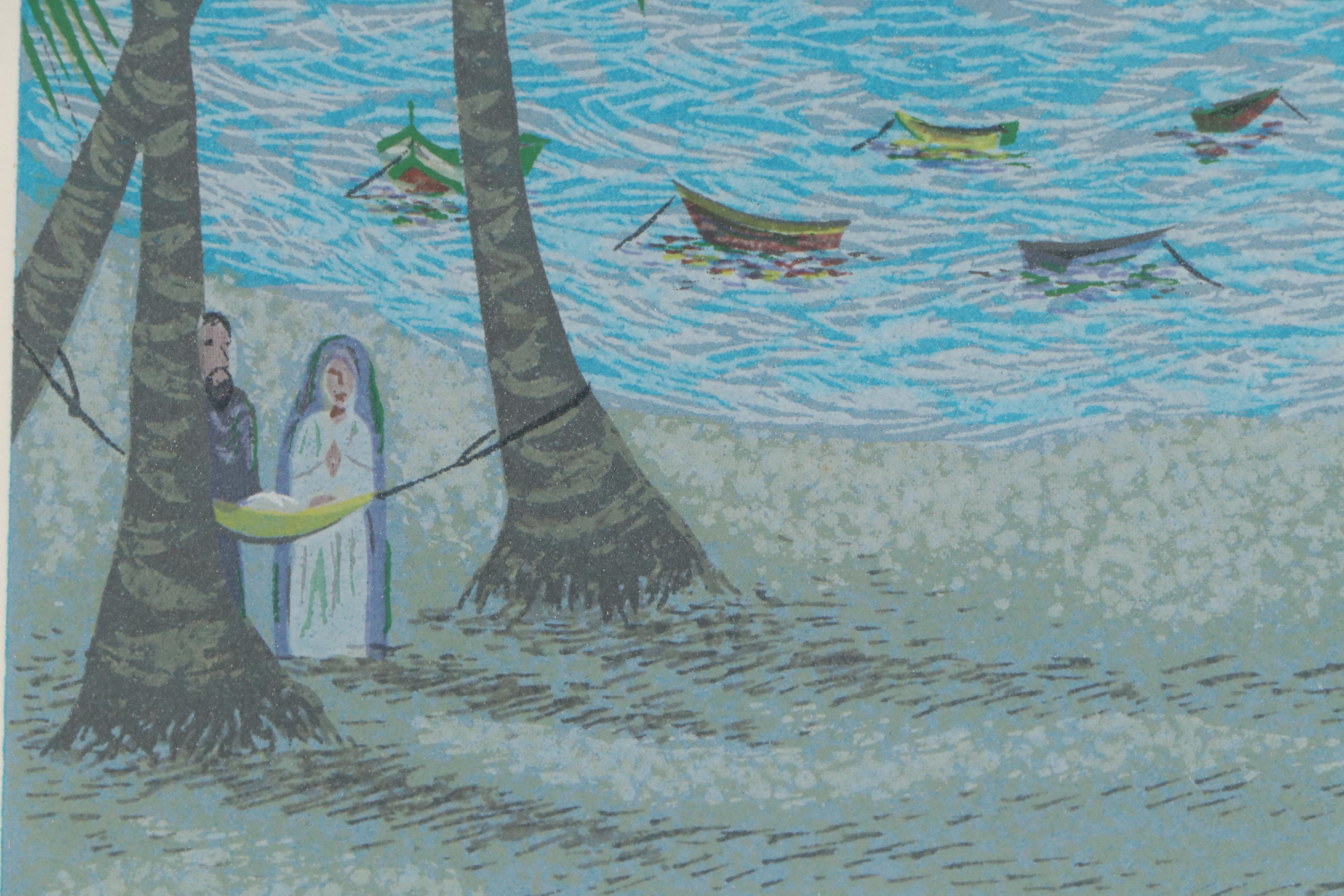 Lizette Lugo Serigraph "Vaciamiento del Pescador (Fisherman's Emptying)," 1991