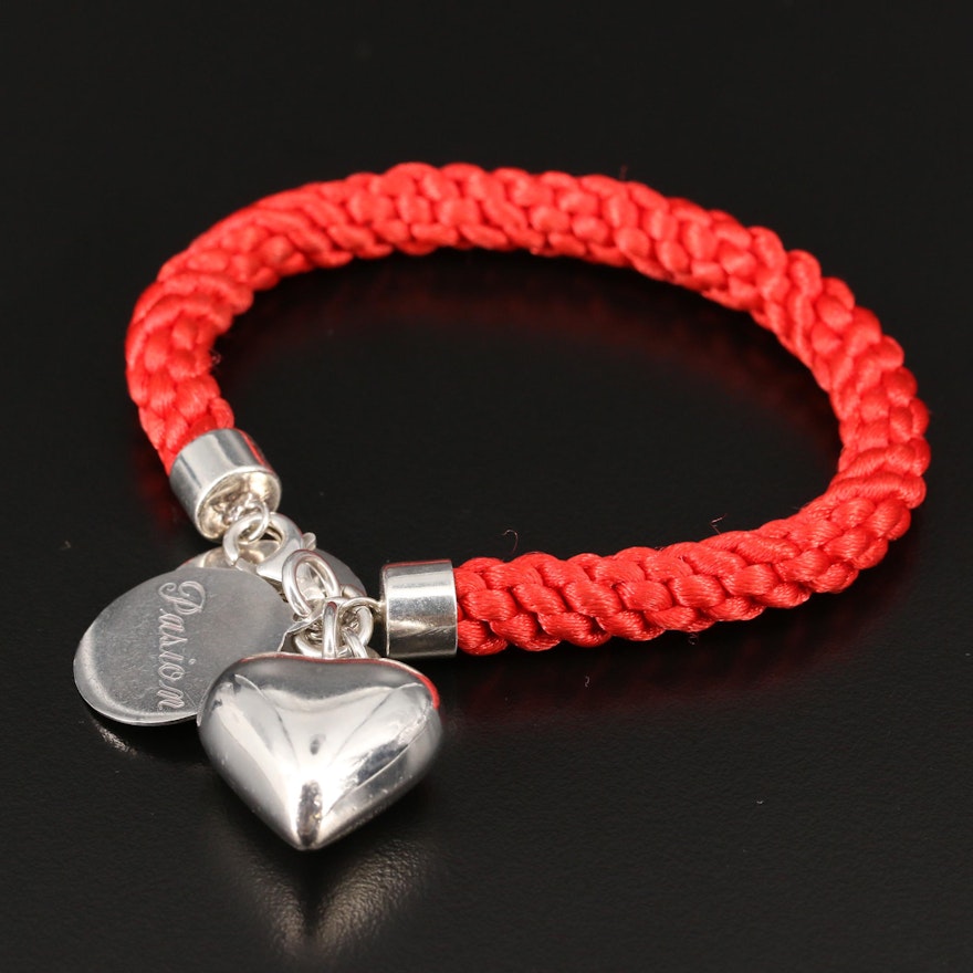 Daniel Espinosa Sterling Puff Heart Cord Bracelet