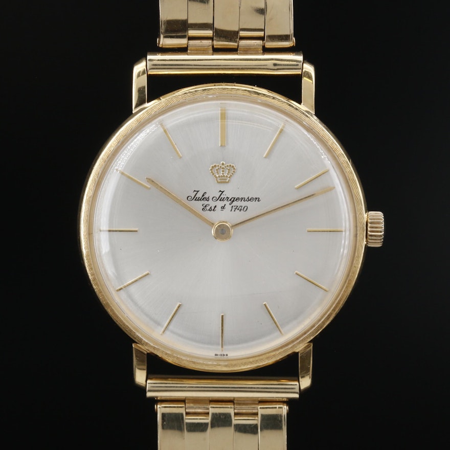 Vintage Jules Jurgensen 14K and 18K Gold Stem Wind Wristwatch