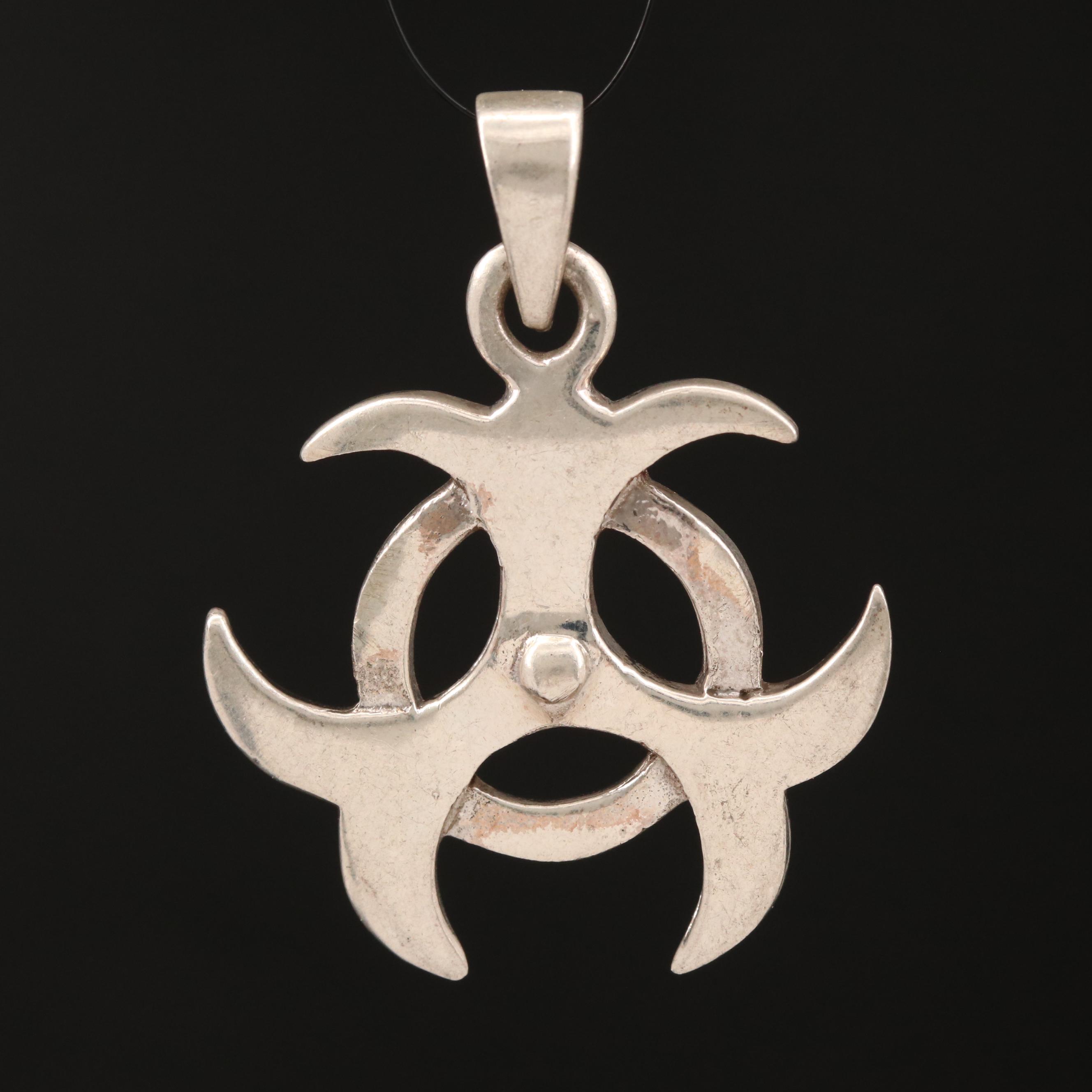 Sterling Silver Biohazard Symbol Pendant