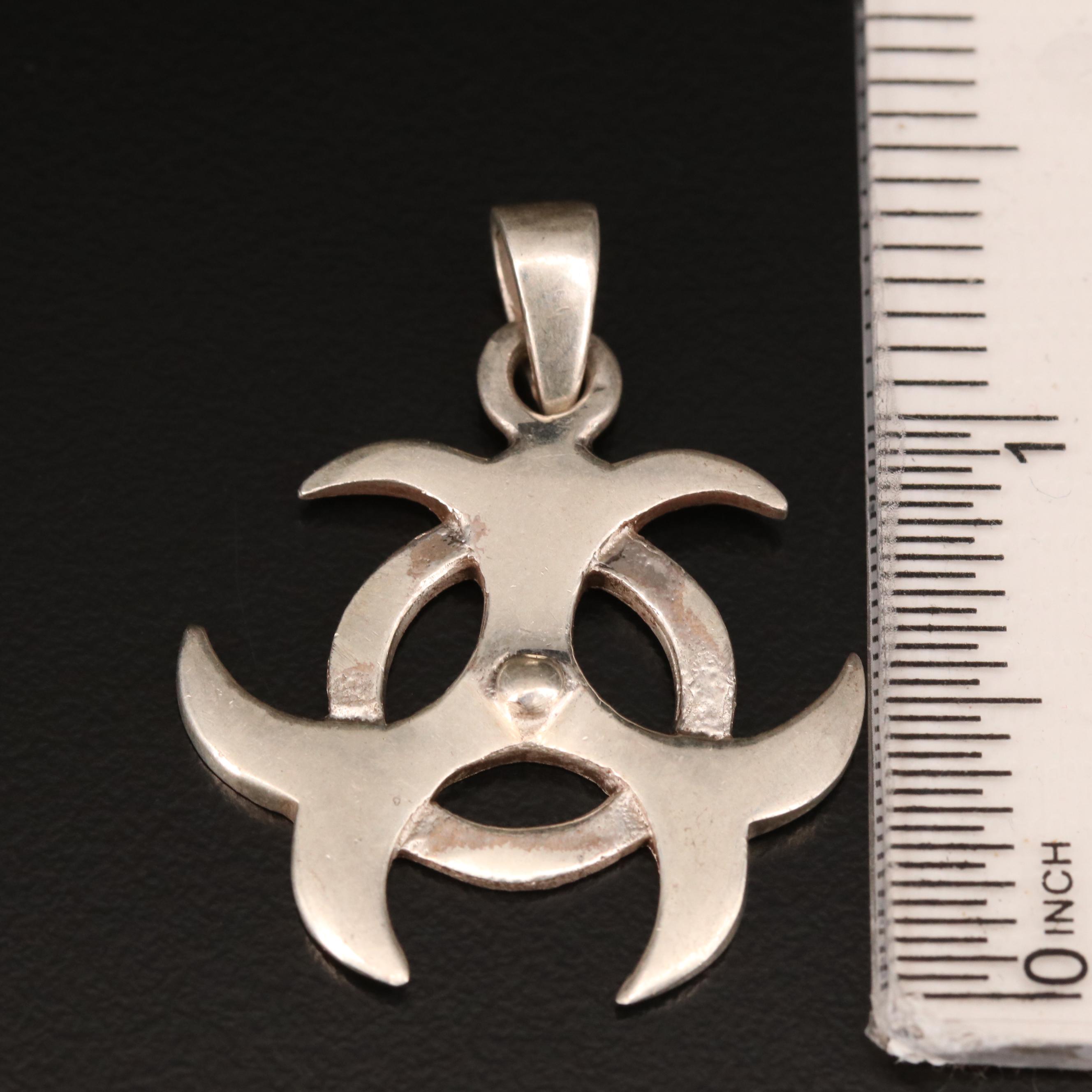 Sterling Silver Biohazard Symbol Pendant