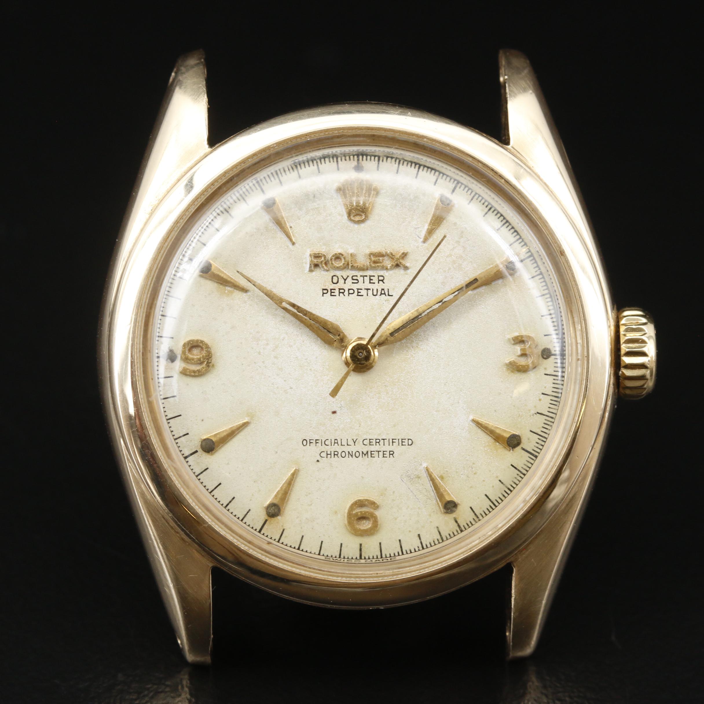 1952 Rolex Oyster Perpetual Bubble Back 14K Automatic Watch