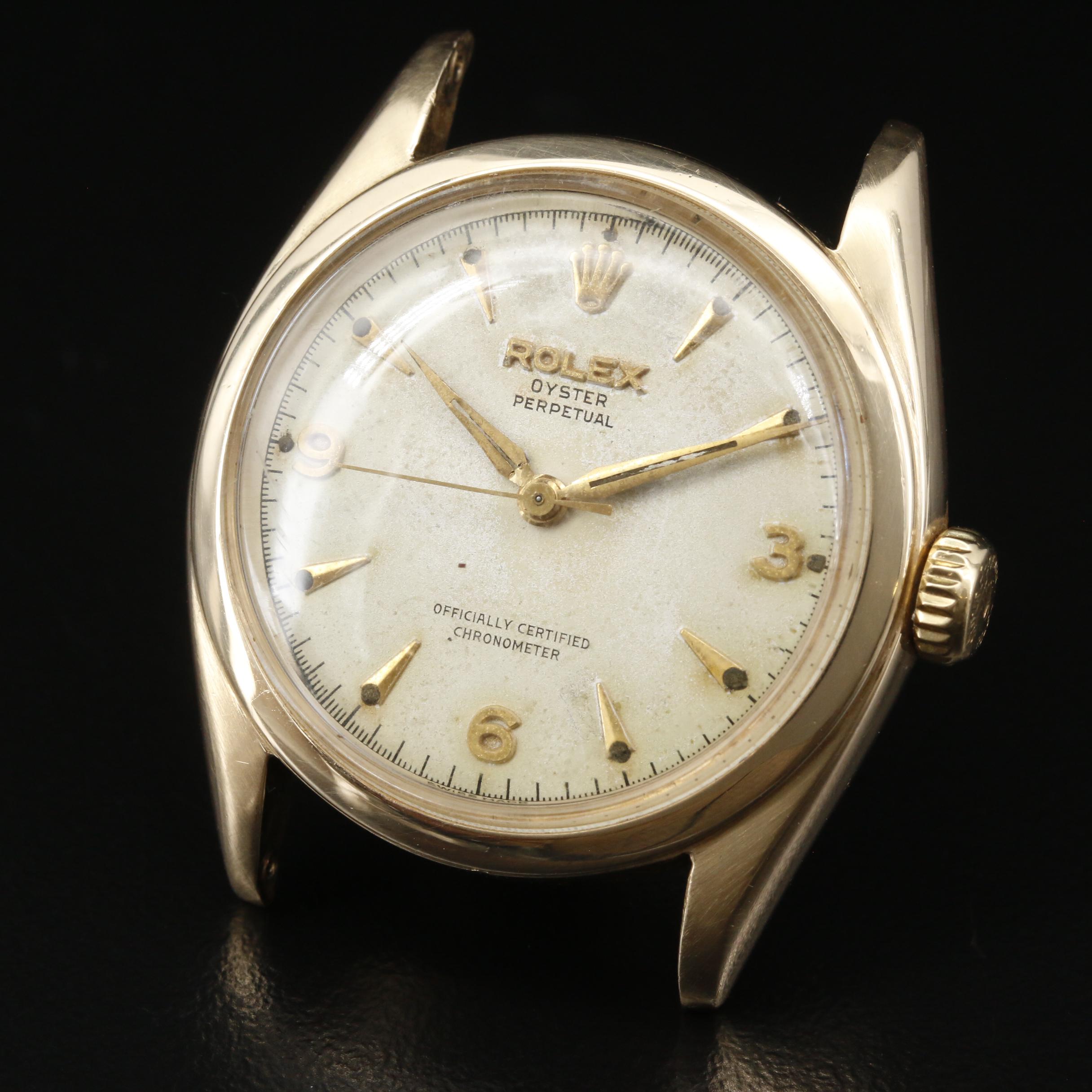 1952 Rolex Oyster Perpetual Bubble Back 14K Automatic Watch