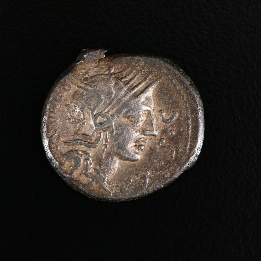 Ancient Roman Republic AR Denarius of M. Sergius Silus, ca. 109 B.C.