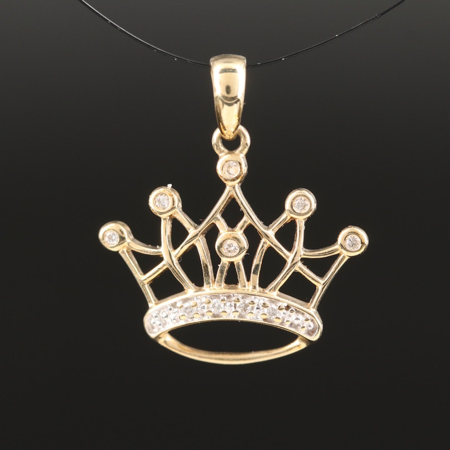 10K Diamond Crown Pendant