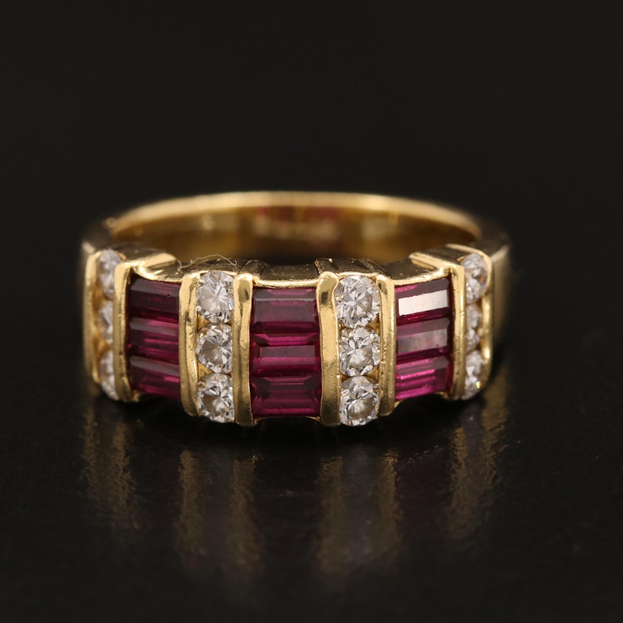 18K Ruby and Diamond Band