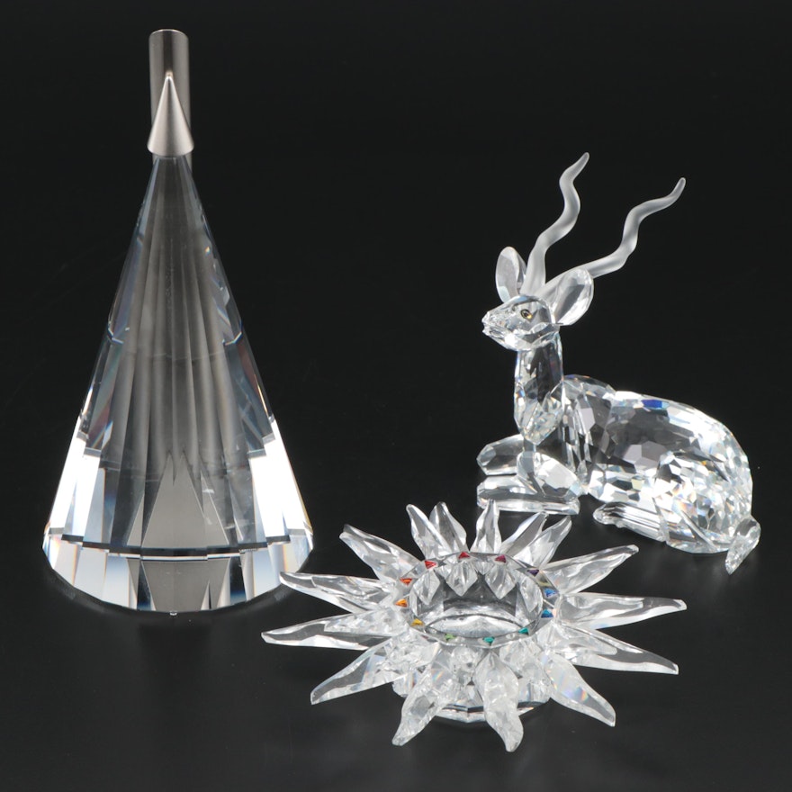 Swarovski Crystal "Solaris" Candle Holder with "Solifor" Bud Vase and More