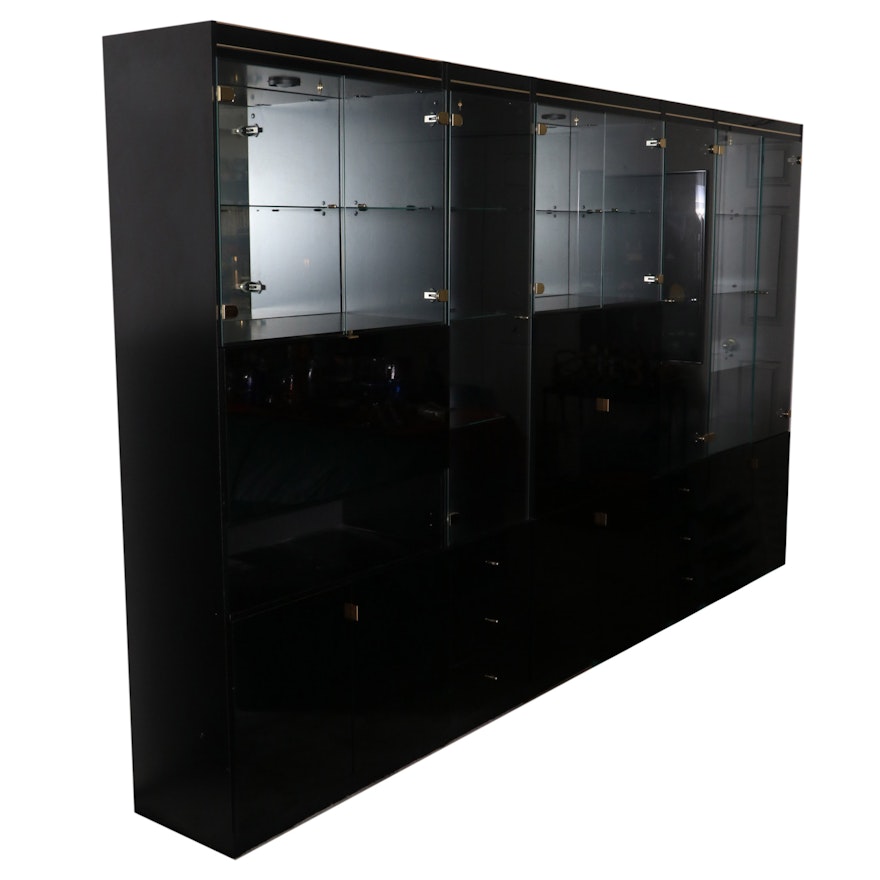 Black Laminate and Glass Illuminated Display Cabinet