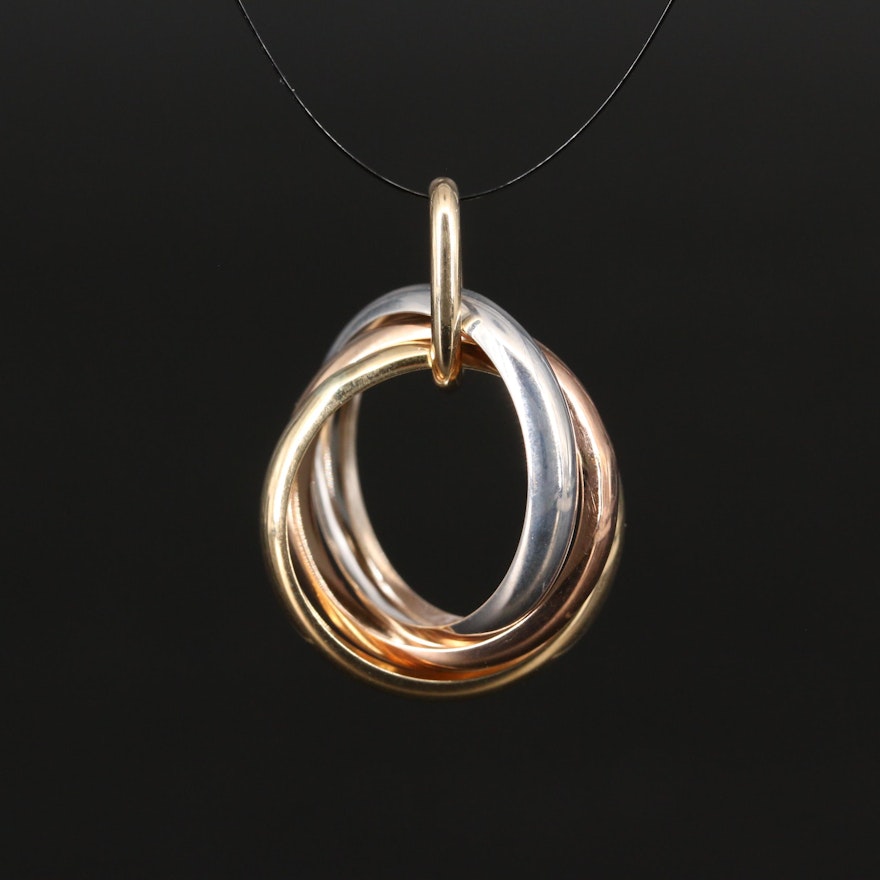 14K Tri-Color Mulit-Loop Pendant