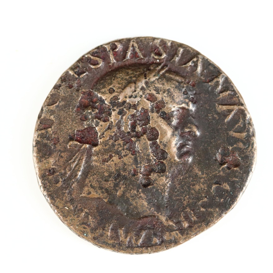 Ancient Roman Imperial AE Dupondius Coin of Vespasian, ca. 70 A.D.