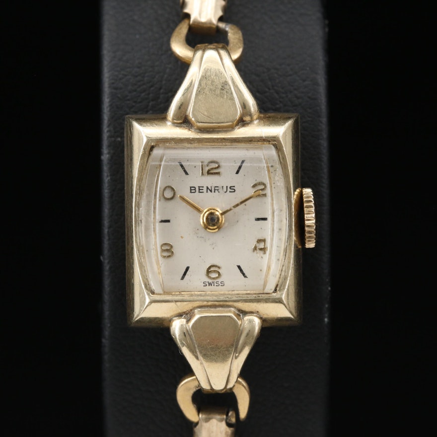 Vintage Benrus 14K Gold Stem Wind Wristwatch