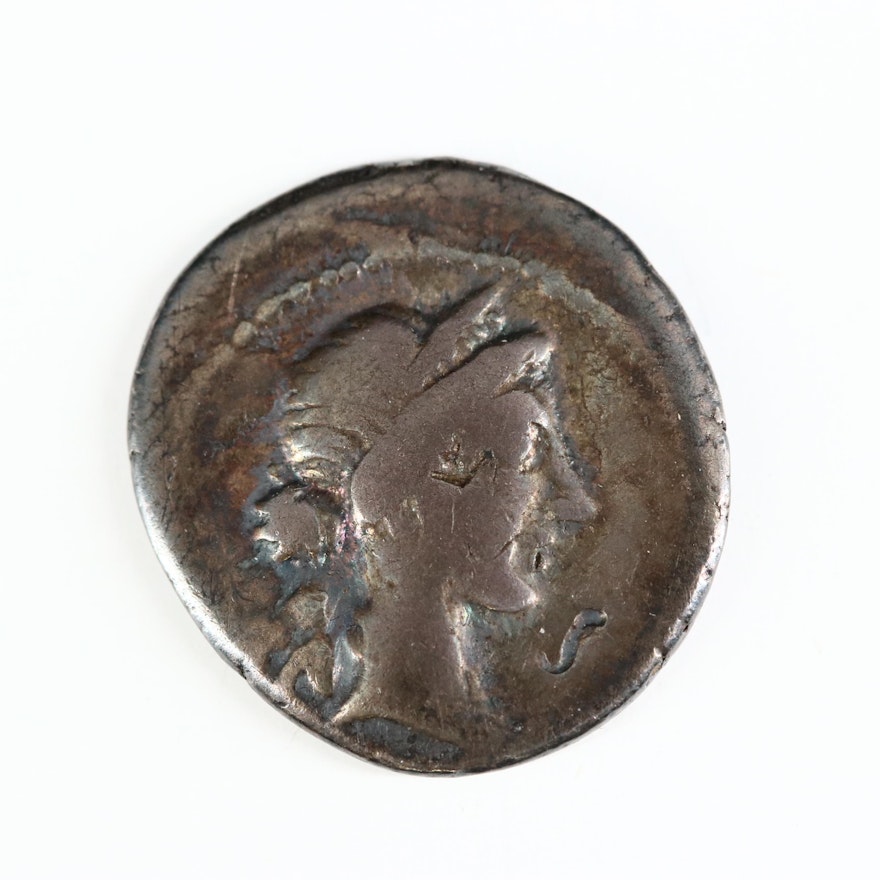 Ancient Roman Imperial AR Denarius of Julius Caesar, ca. 46 B.C.