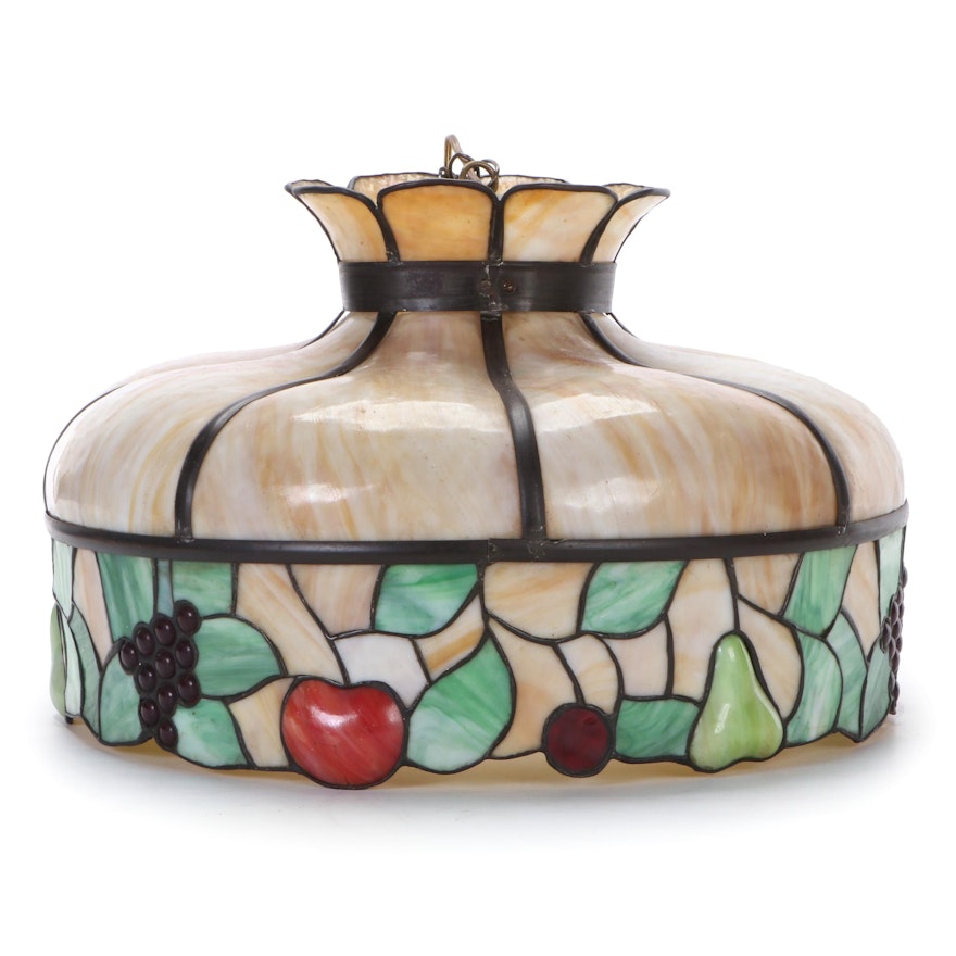 Fruit Motif Slag Glass Hanging Pendant, Early to Mid 20th Century